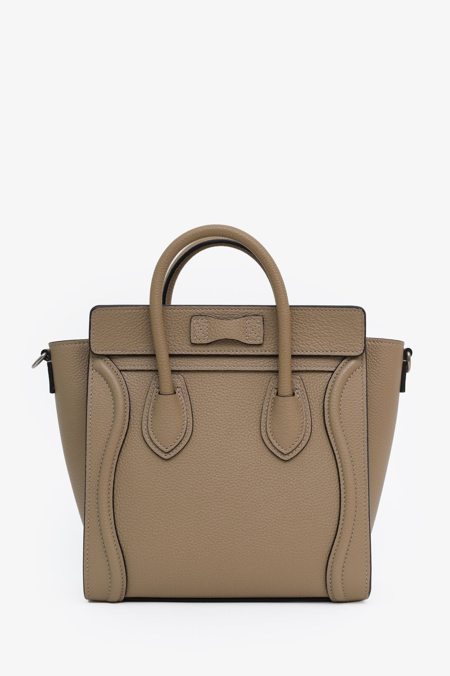 Celine Taupe Leather Nano Luggage Bag With Strap