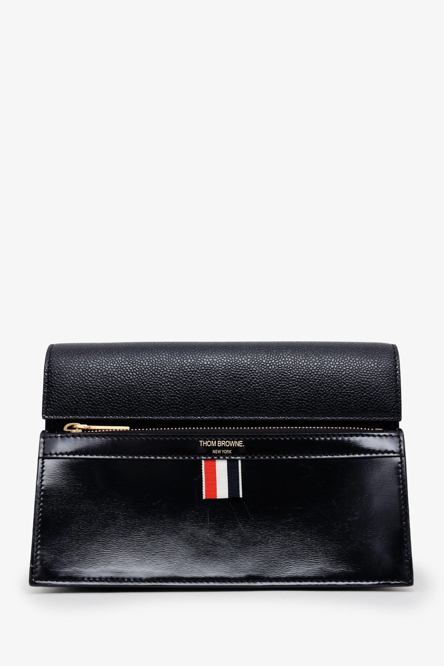 Thom Browne Black Grained Leather Lady Folio Crossbody Bag