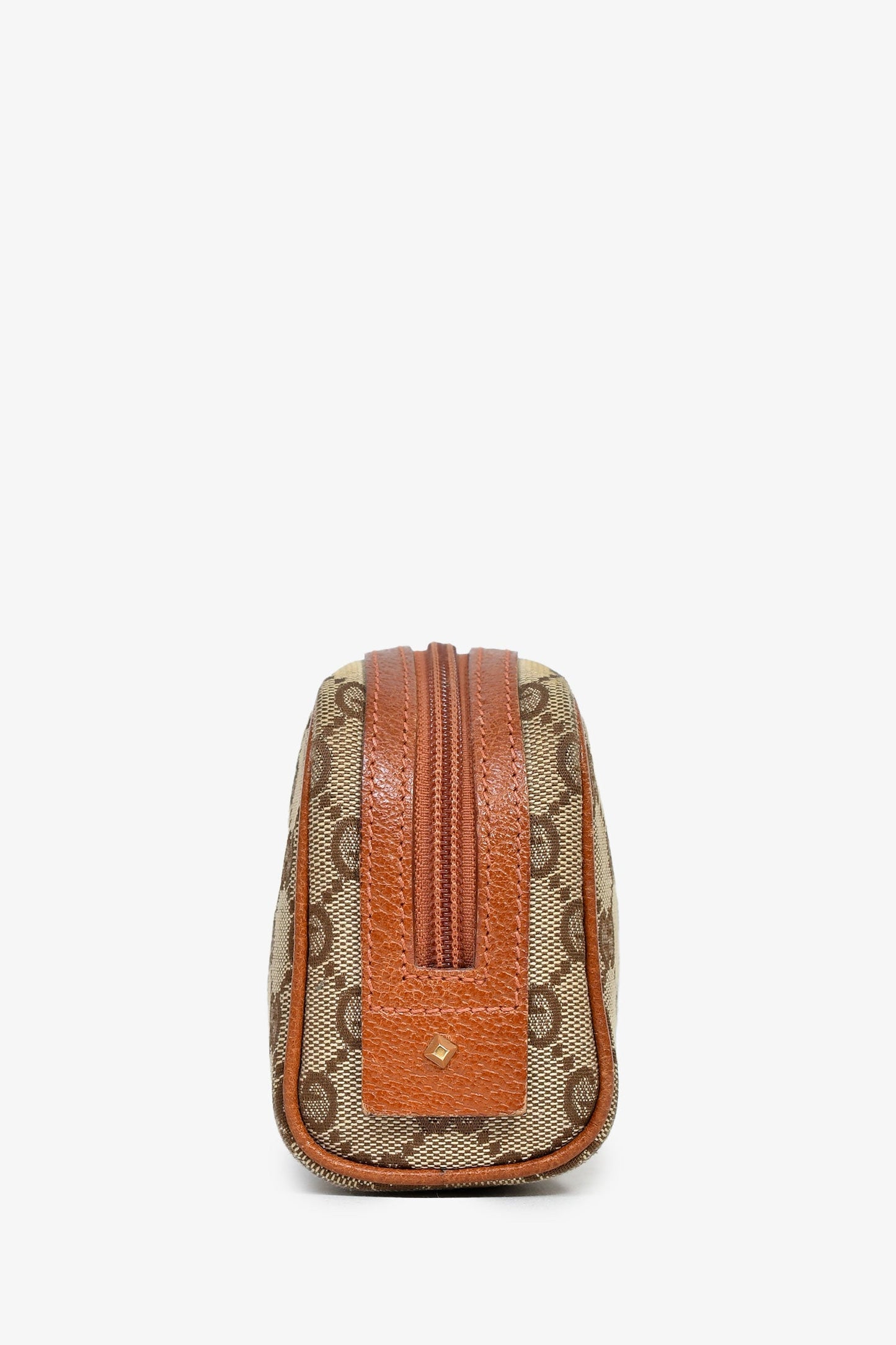 Gucci Tan Monogram Canvas Leather Mini Cosmetic Pouch