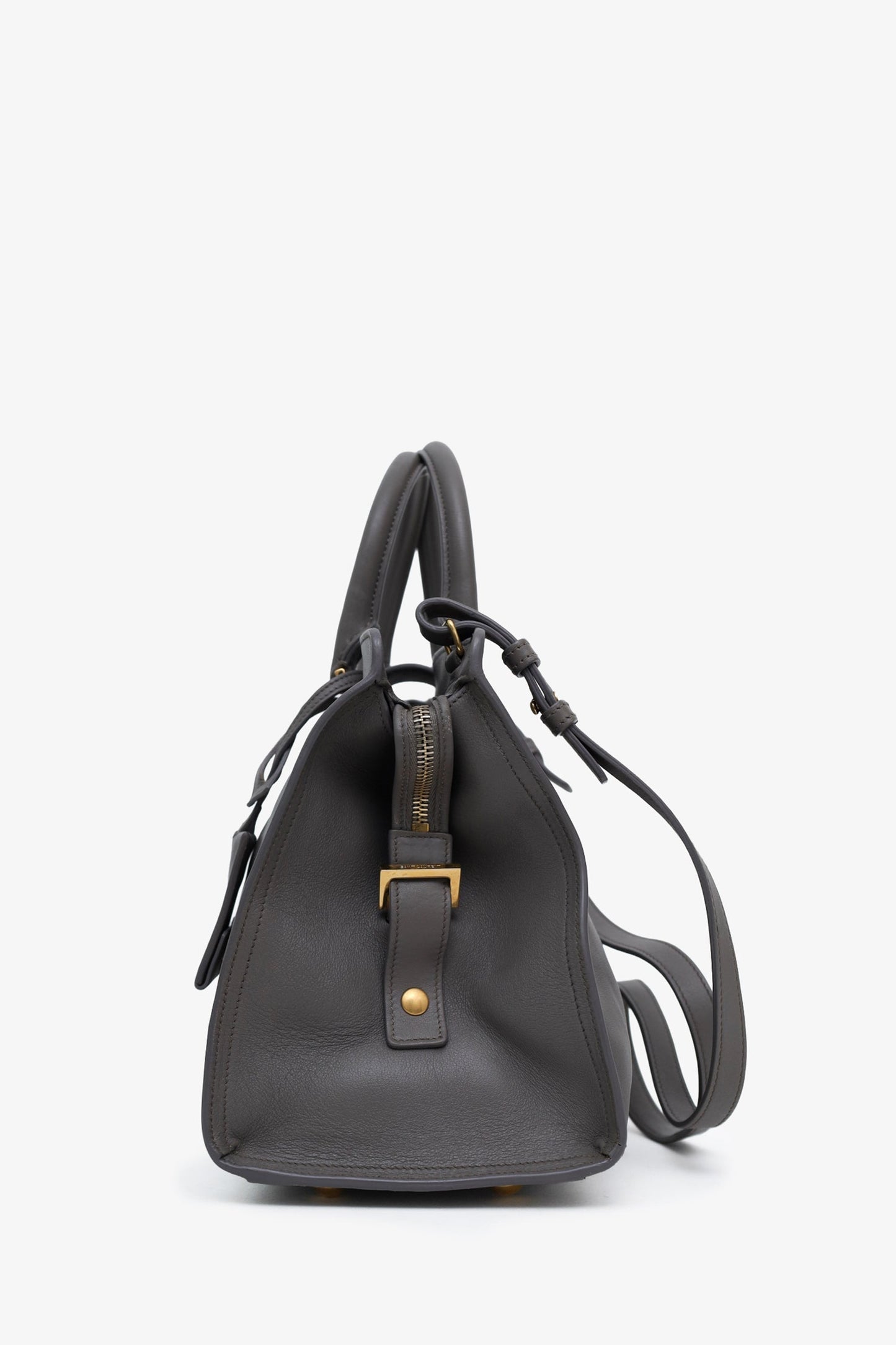 Saint Laurent Grey Leather Medium Cabas ChYc Bag With Strap
