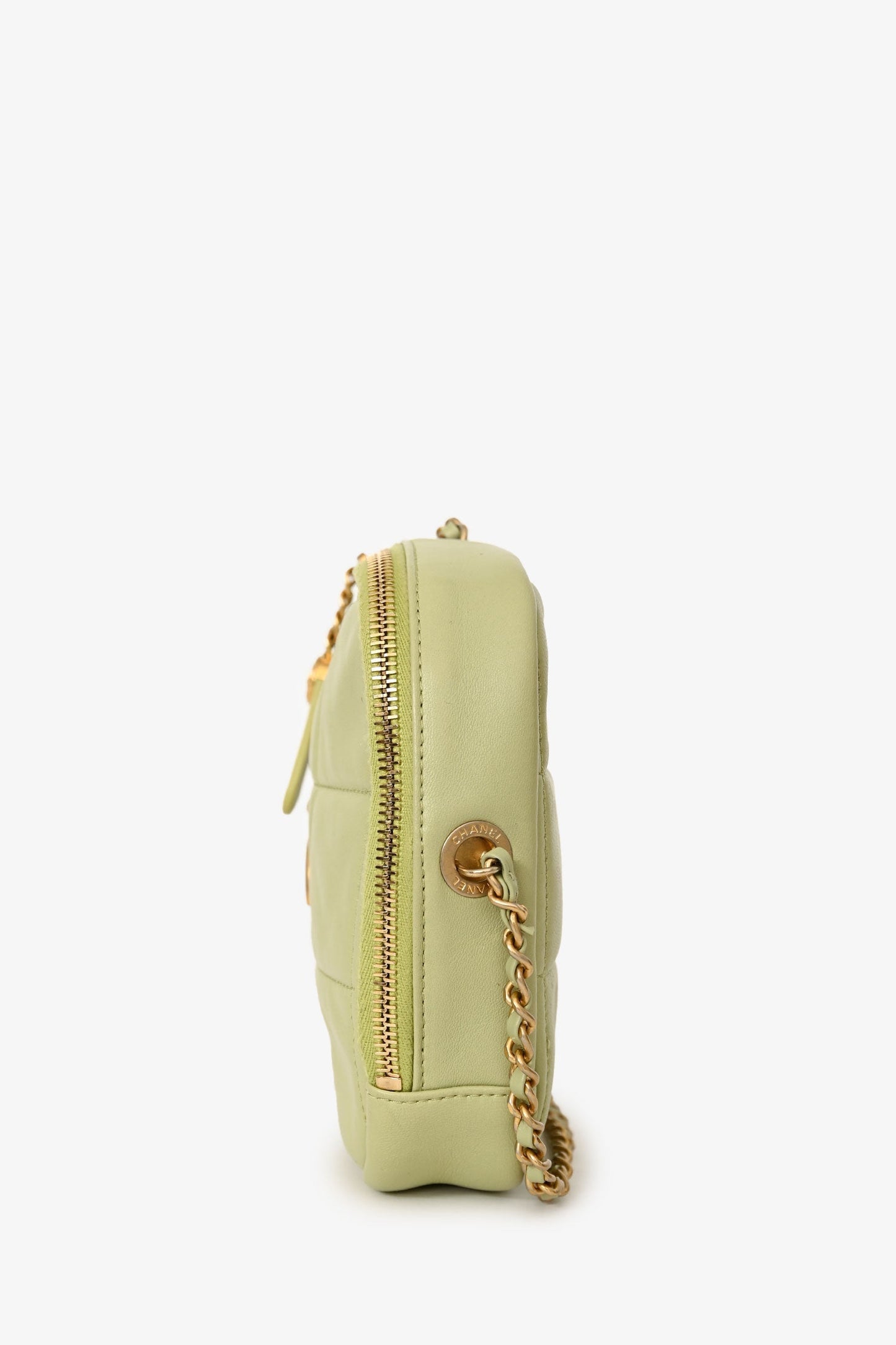 Chanel™ 2019-2020 Green Lambskin Leather Diamond CC Crossbody