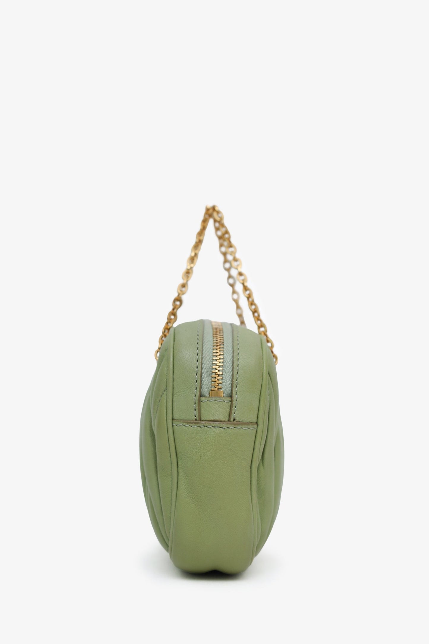 Miu Miu Green Matelassé Nappa Leather Mini Chain Bag