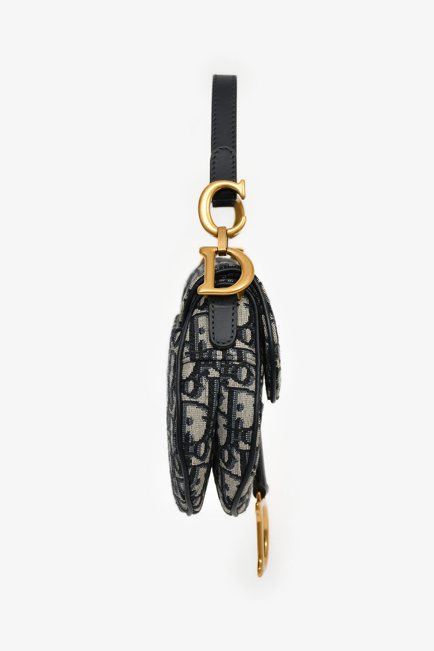 Christian Dior 2020 Blue Oblique Jacquard Mini Saddle Bag with Strap
