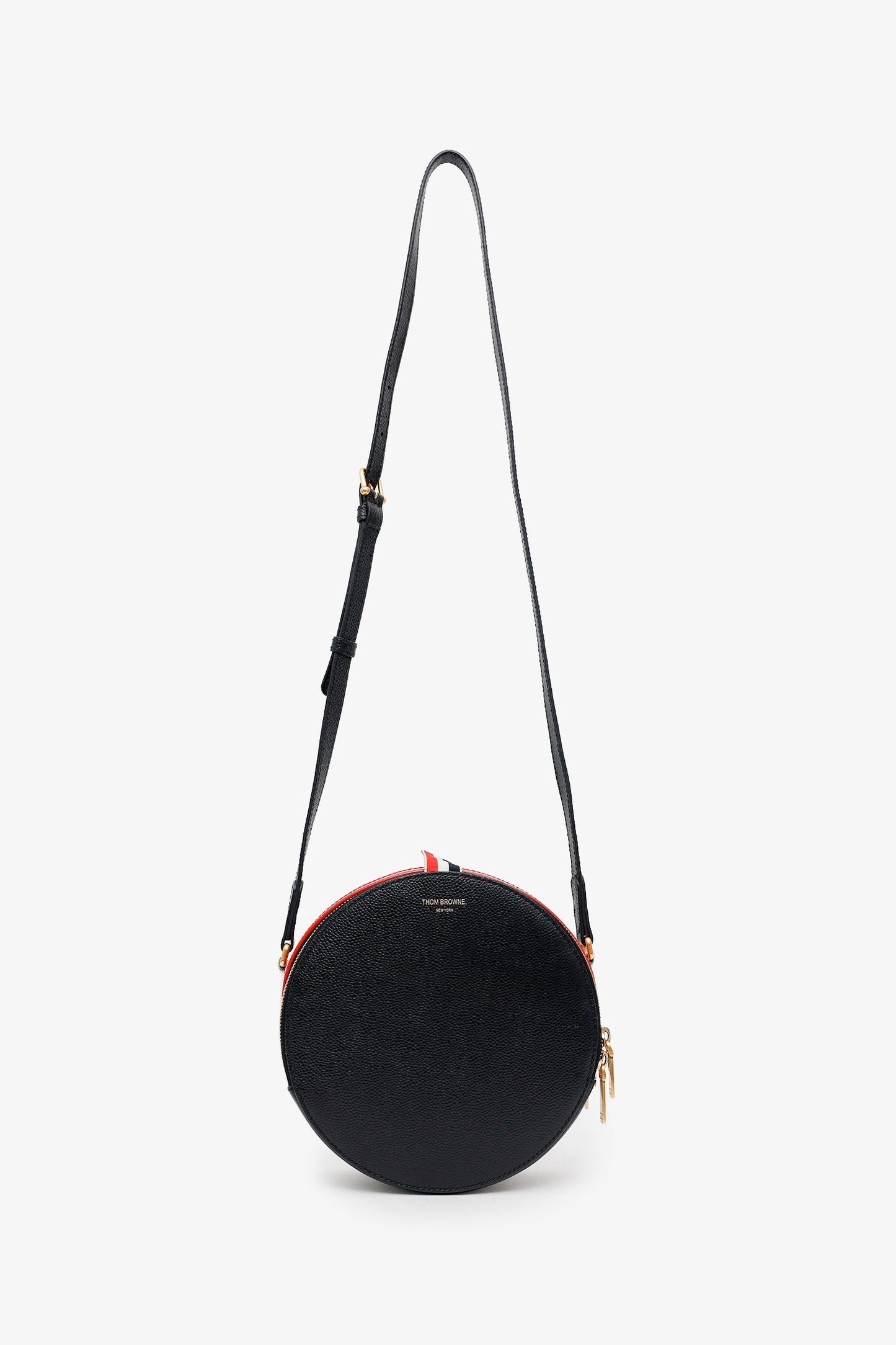 Thom Browne Black Leather Circular Crossbody Bag