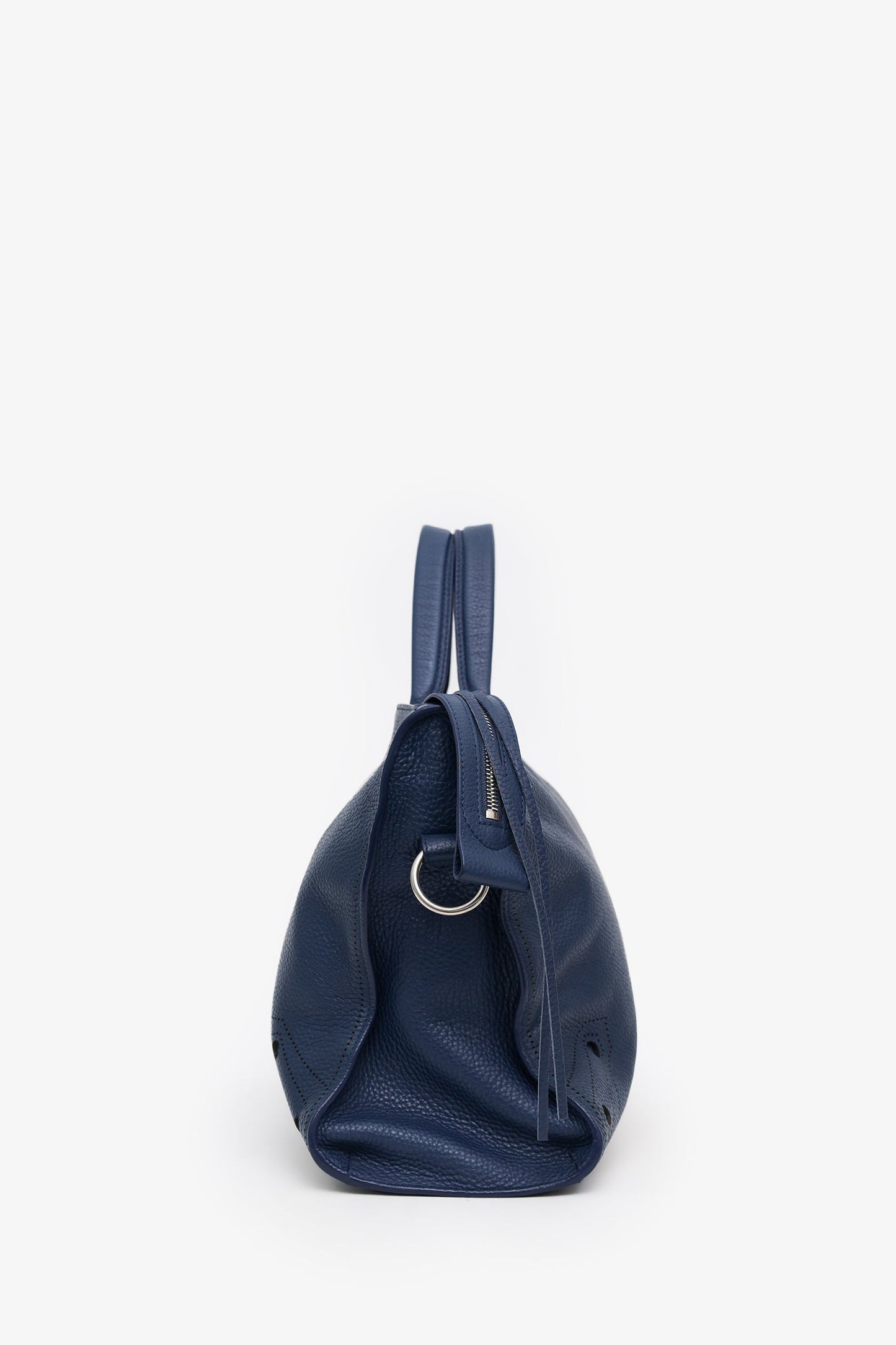 Balenciaga Blue Leather Blackout City Bag With Strap