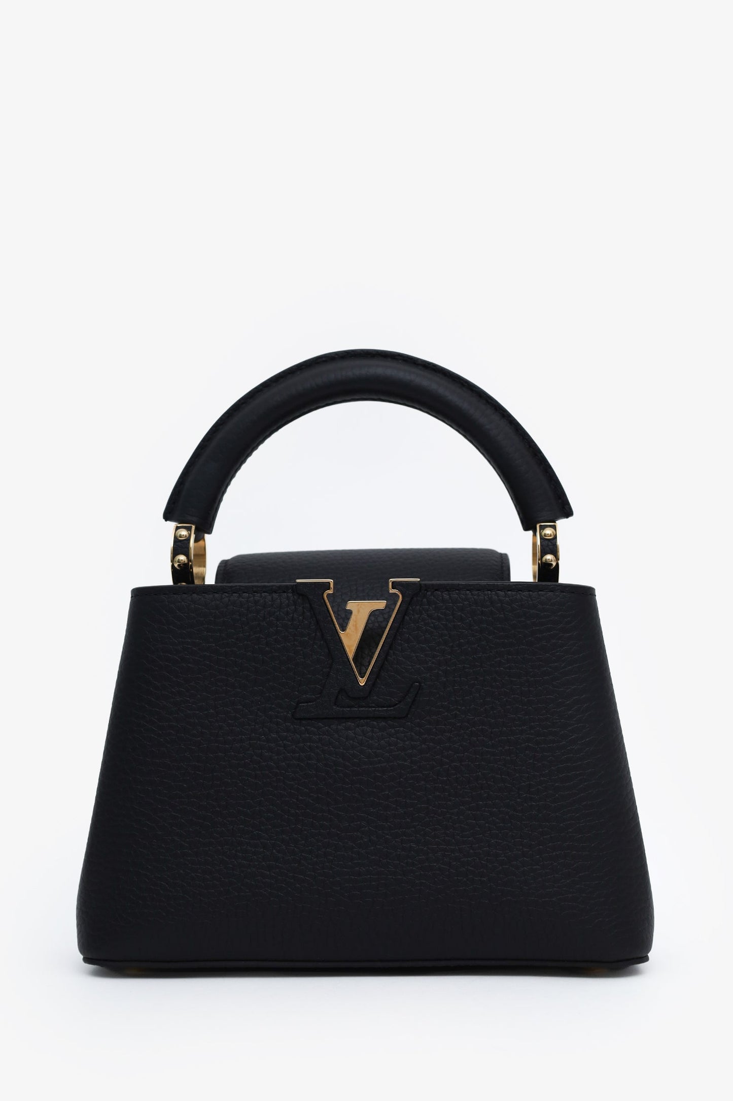 Louis Vuitton Black Leather Mini Capucines With Strap
