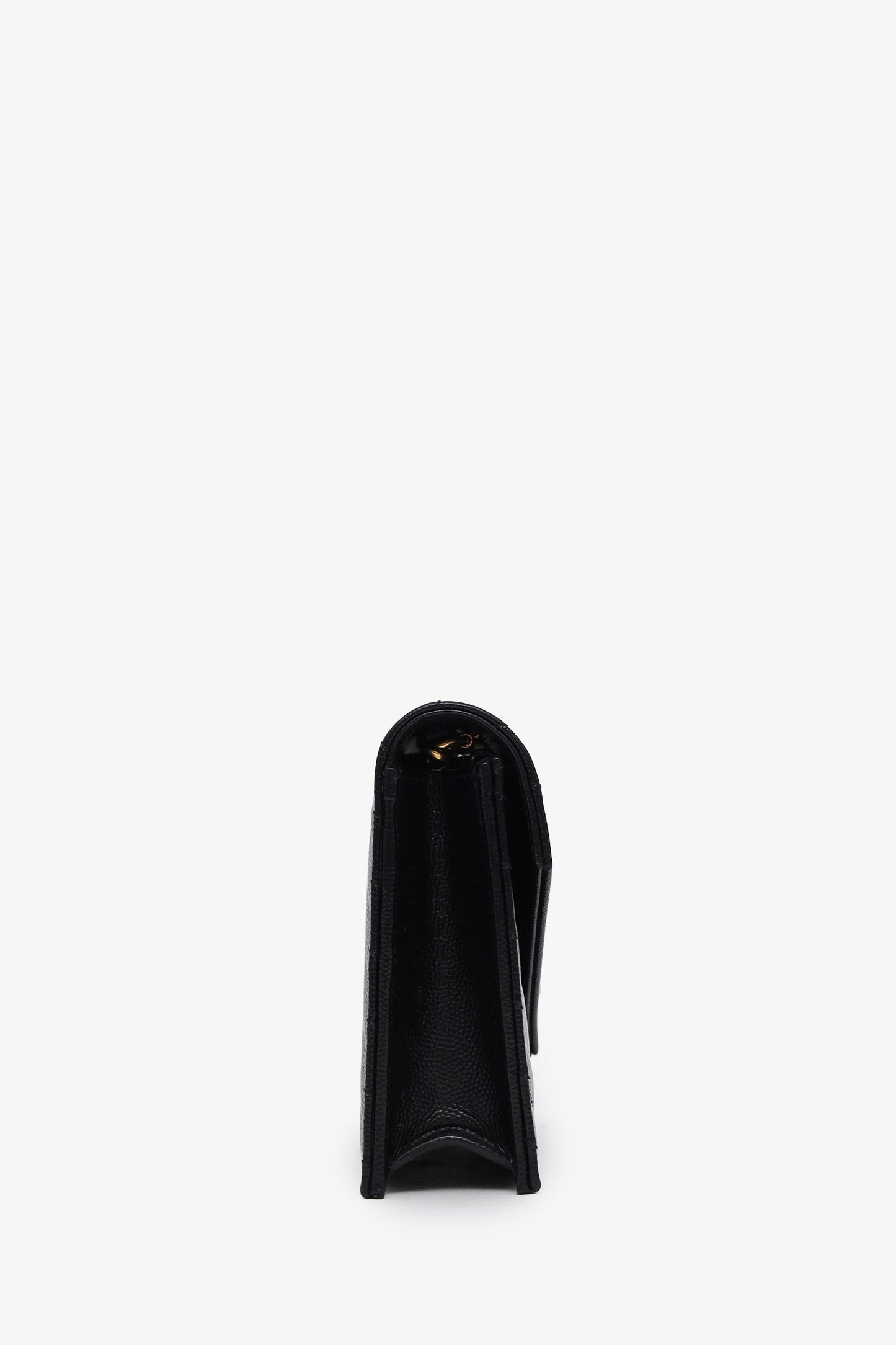 Saint Laurent Black Chevron Leather Small Envelope Wallet On Chain