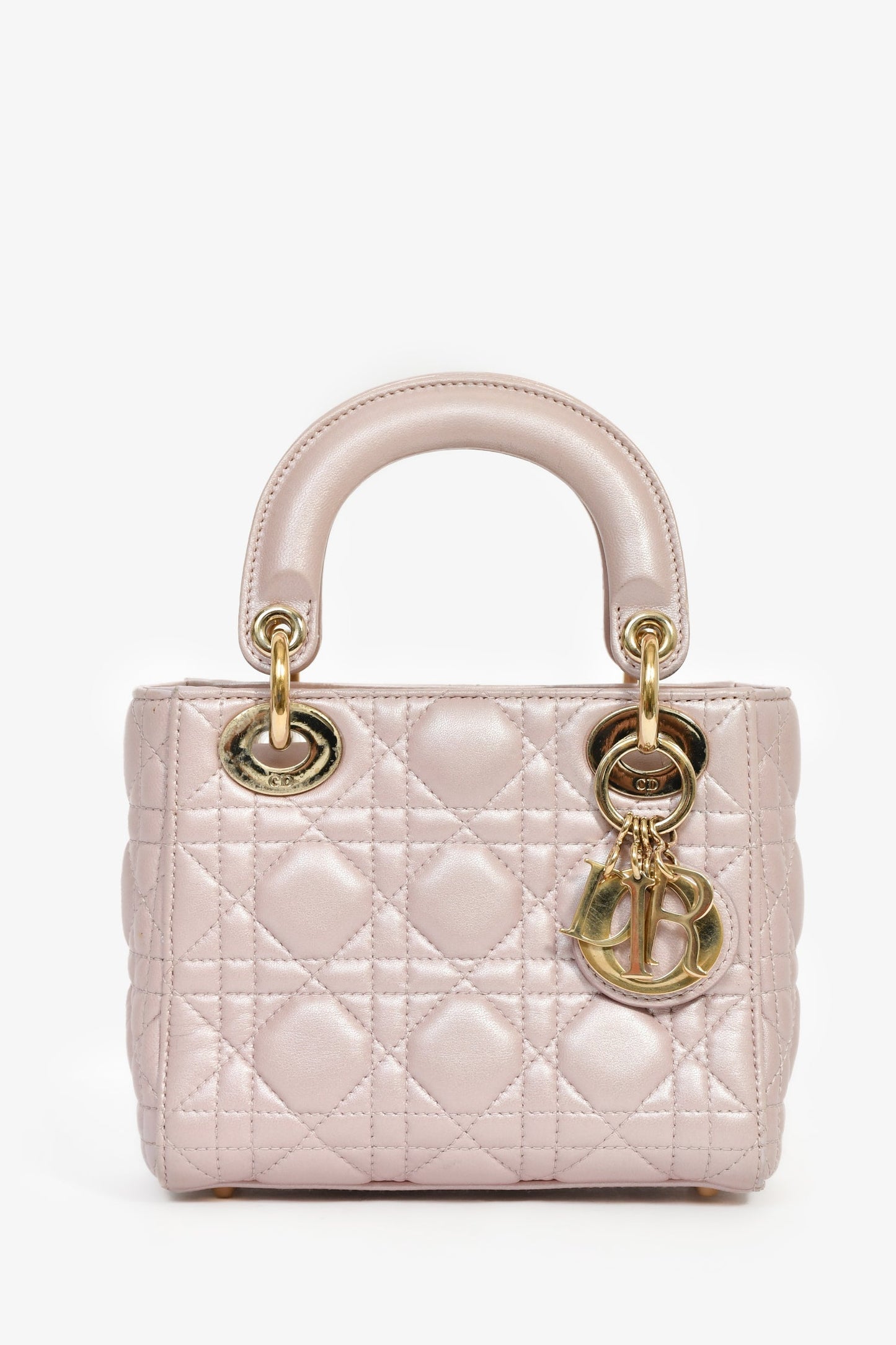 Christian Dior 2017 Pink Iridescent Leather Mini Lady Dior