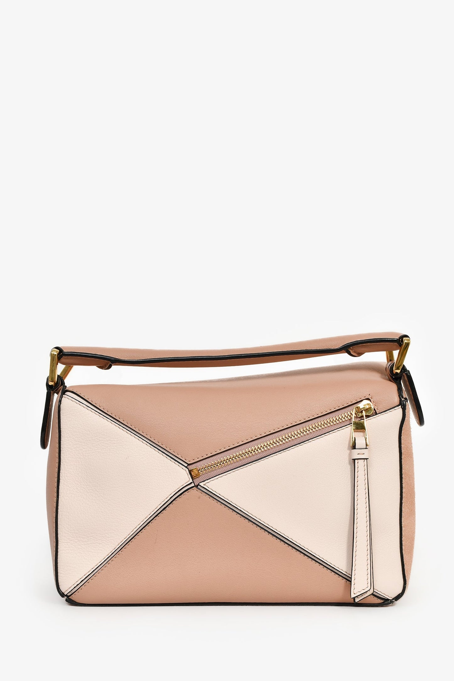 Loewe Light Pink Suede Leather Small Puzzle Bag with Strap
