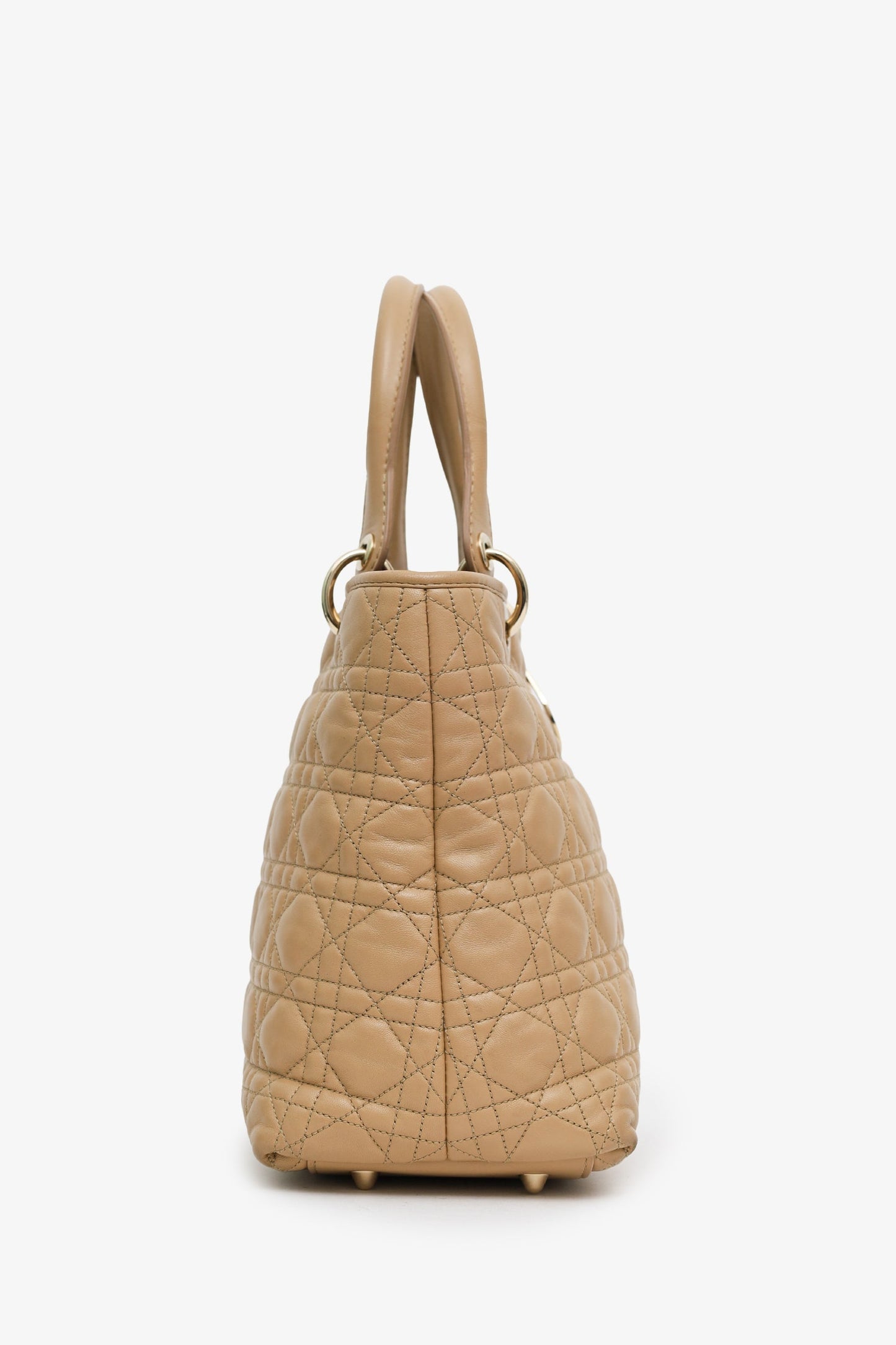 Christian Dior 2010 Beige Cannage Leather Soft Lady Dior Tote