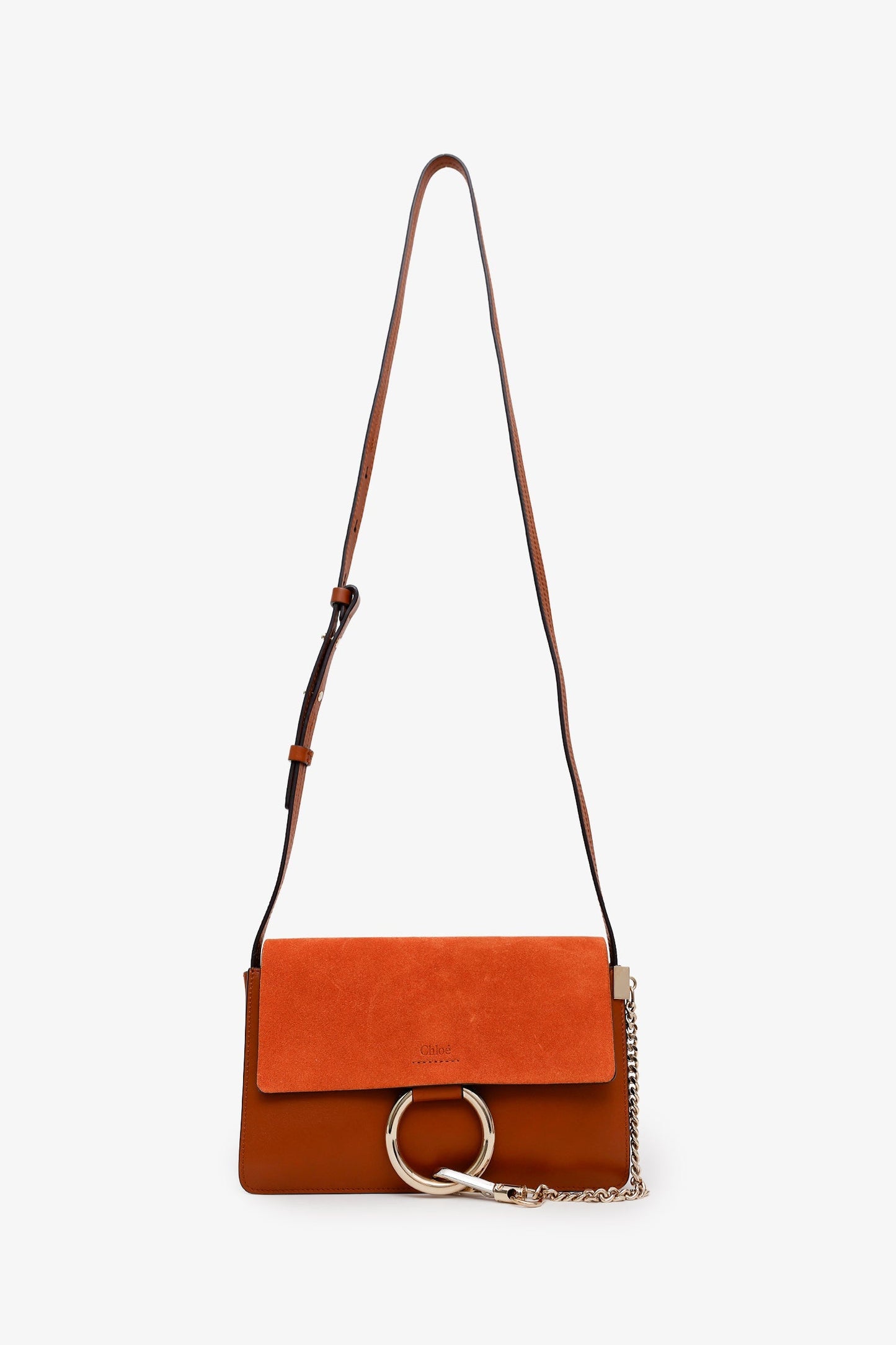 Chloé Brown Leather Suede Mini Faye Chain Bag