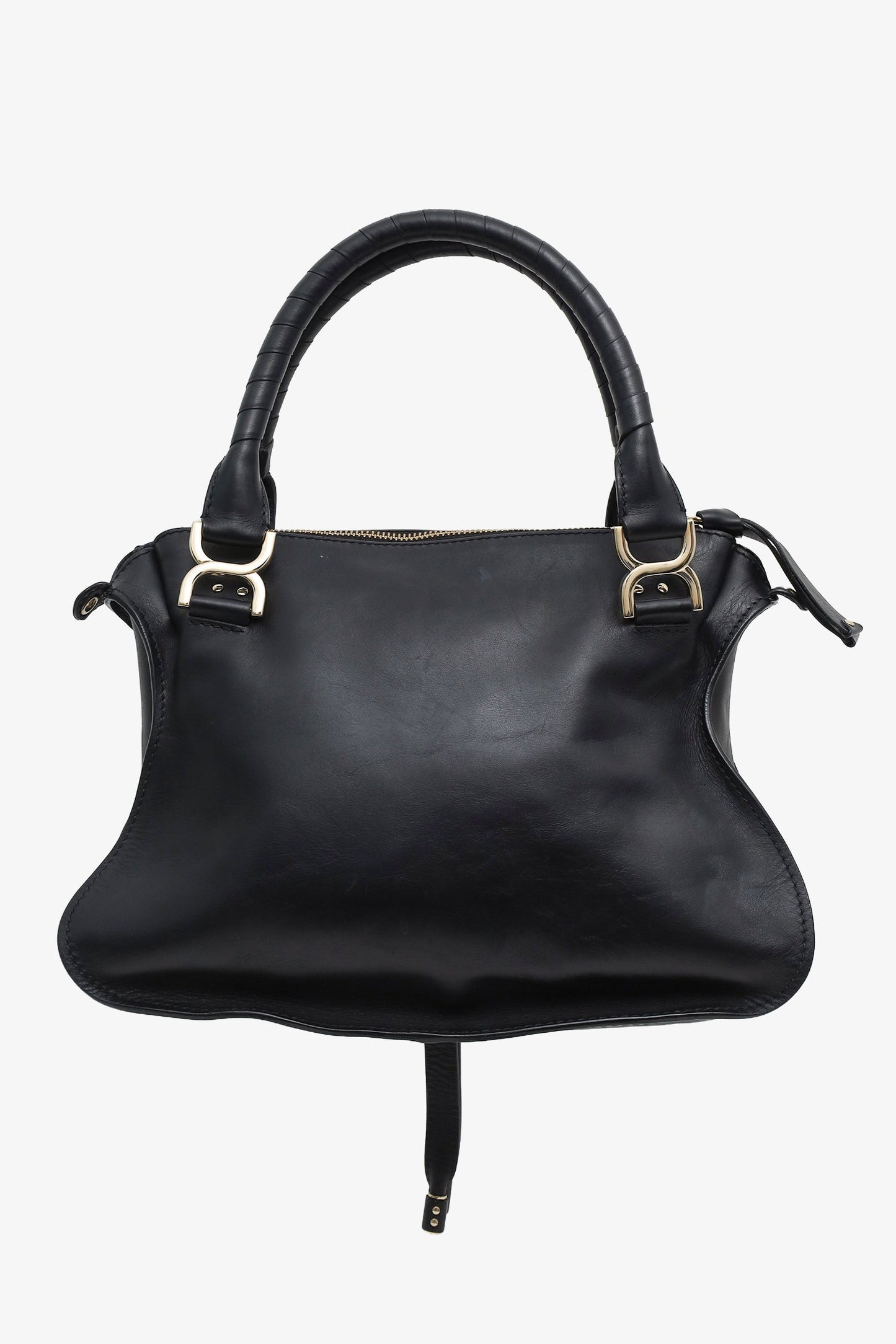 Chloe Black Leather Medium Marcie Shoulder Bag With Strap