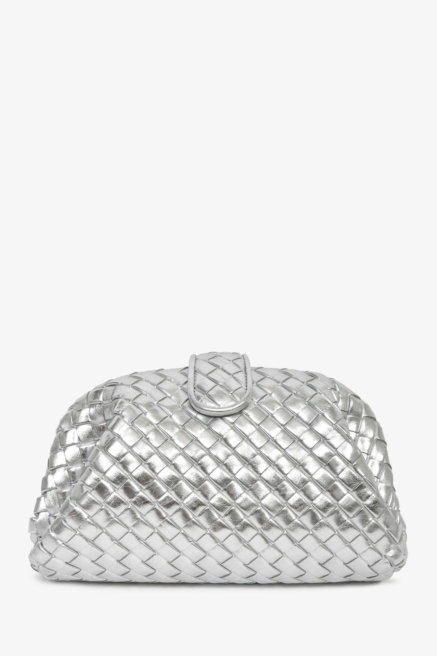 Bottega Veneta Silver Lauren 1980 Intrecciato Leather Shoulder Bag