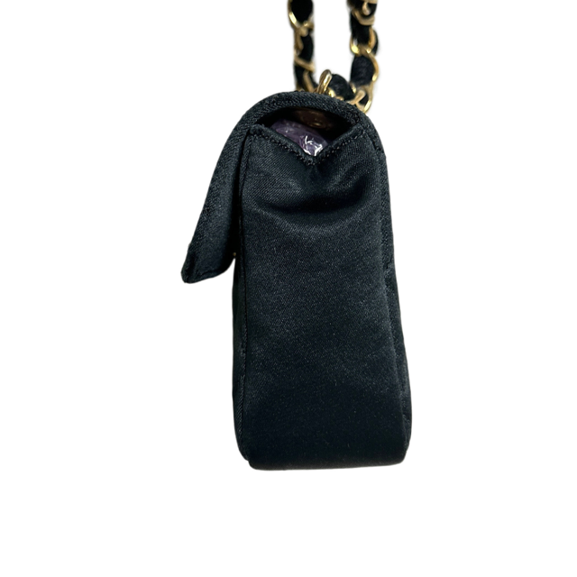 Chanel  1986 1988 Cf Black Gold Mini 14 Little Golden Bean Handbag