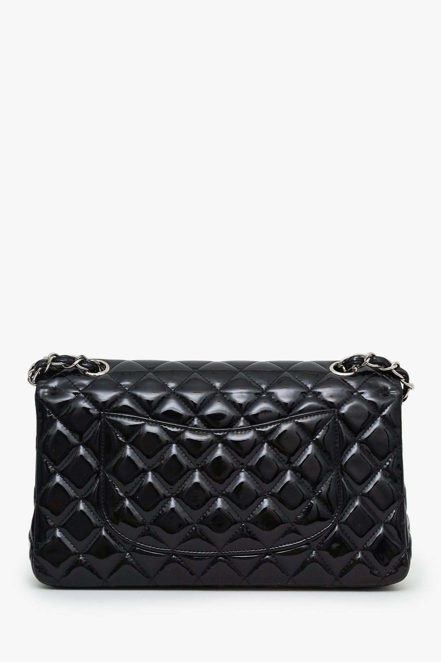 Chanel™ 2012-13 Black Quilted Patent Leather Medium Double Flap
