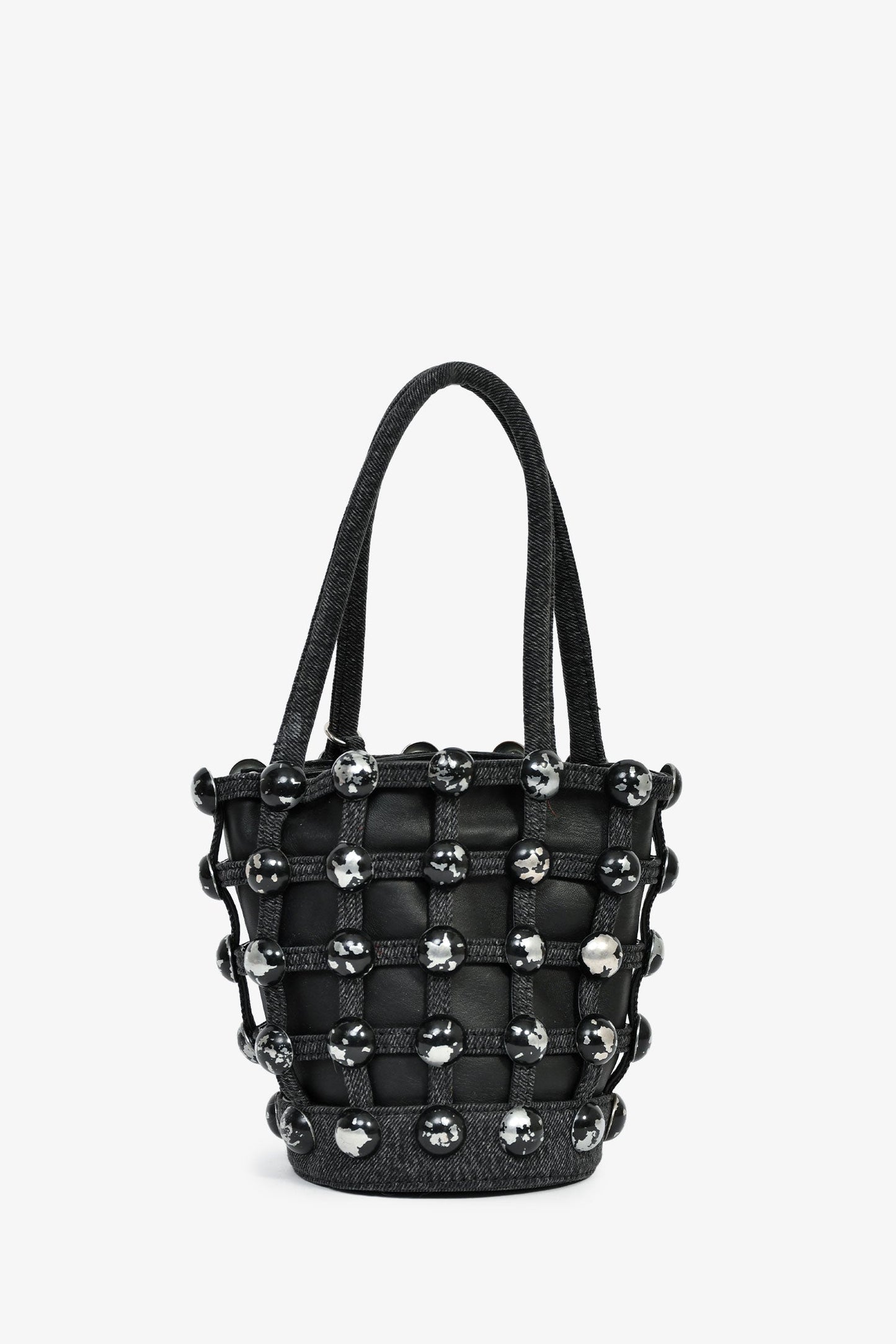 Alexander Wang Grey Denim Studded Mini Bucket Bag
