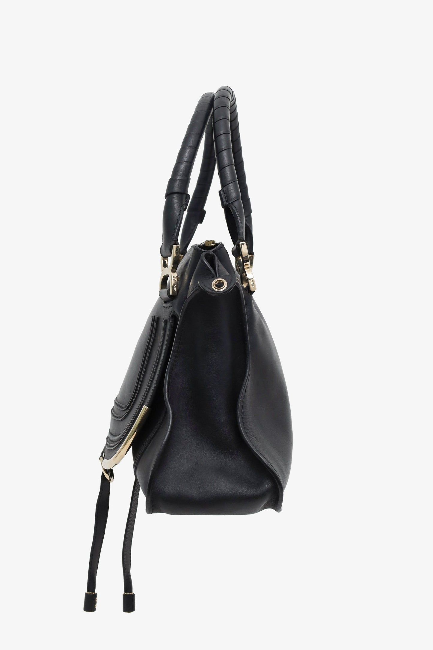 Chloe Black Leather Medium Marcie Shoulder Bag With Strap