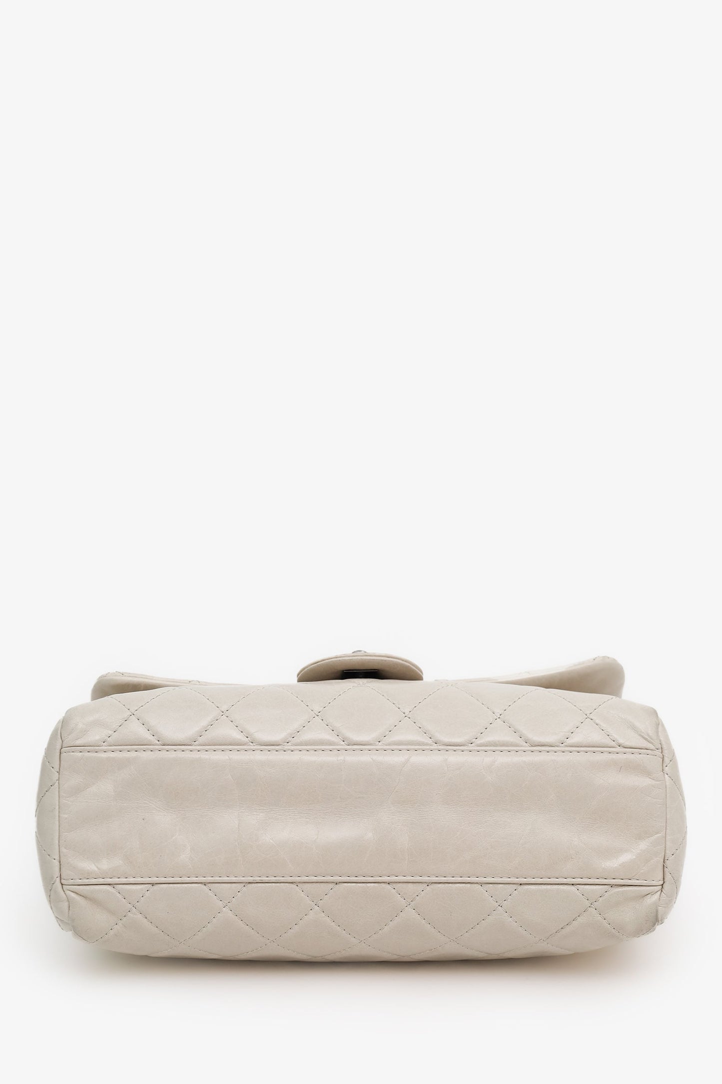 Chanel™ 2014-15 Light Grey Calfskin Quilted Easy Flap Shoulder Bag