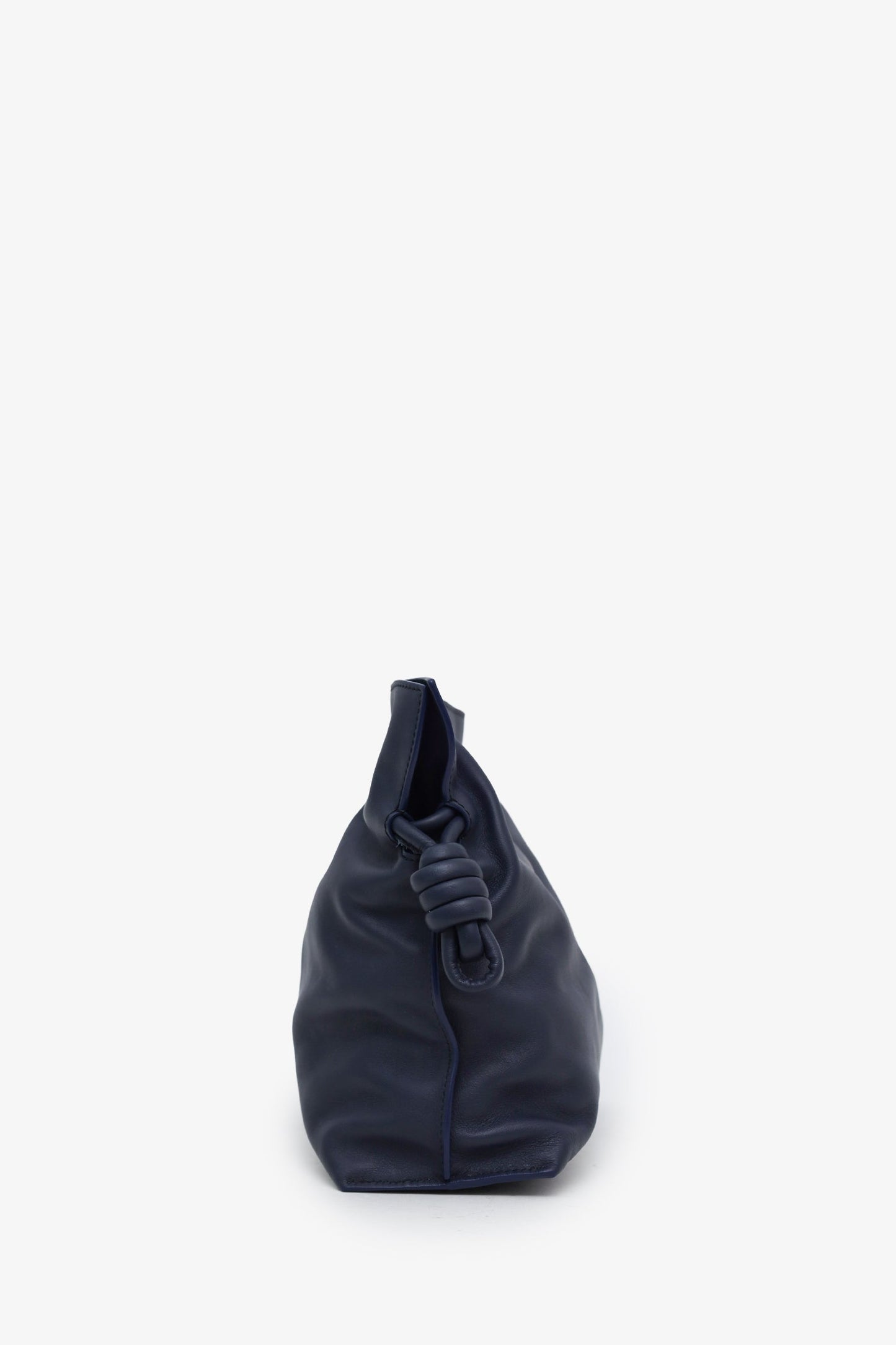Loewe Navy Leather Medium Flamenco Leather Clutch With Extra Canvas And Woven Spiral Straps