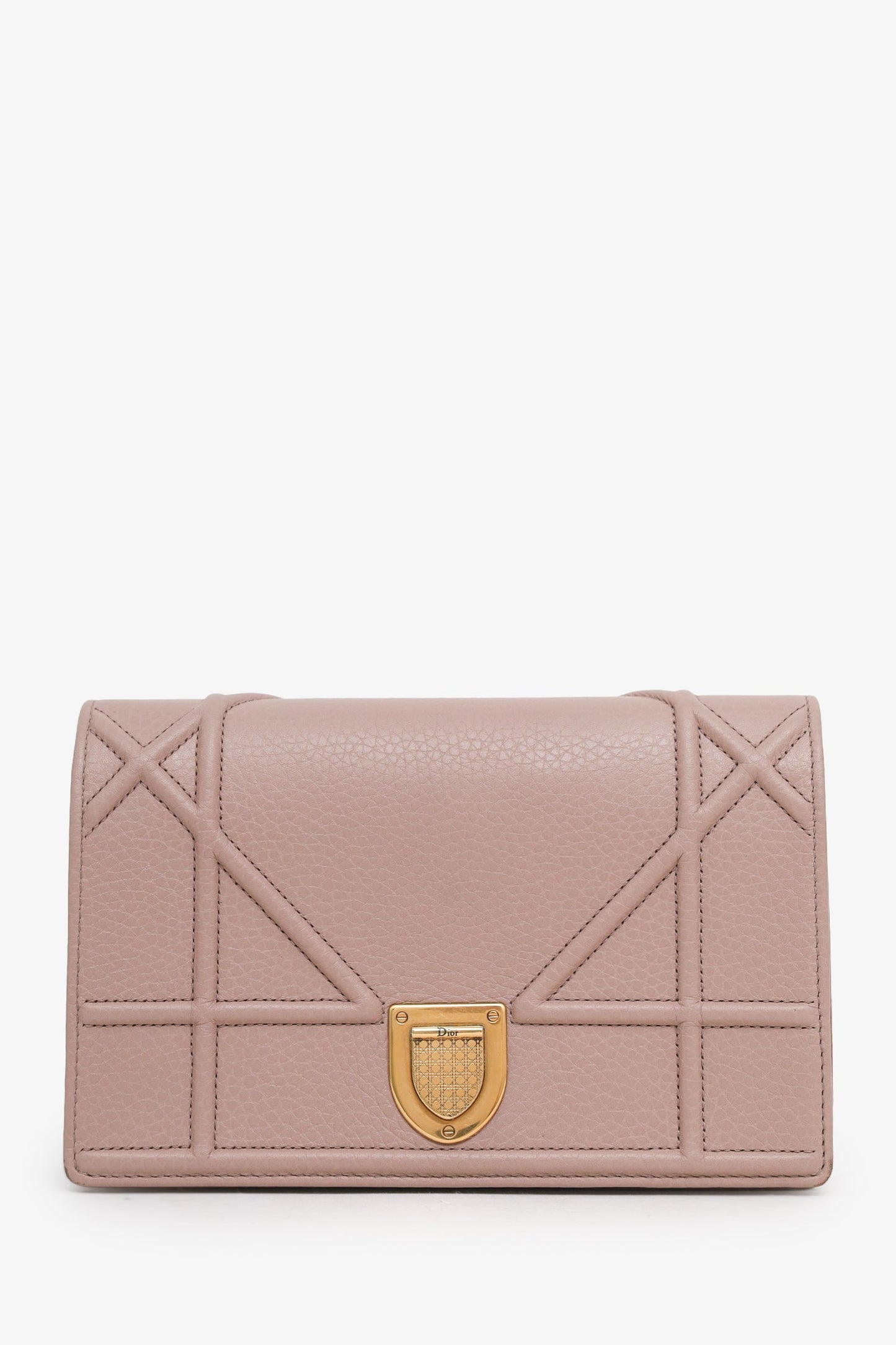 Christian Dior 2017 Pink Leather Diorama Wallet On Chain