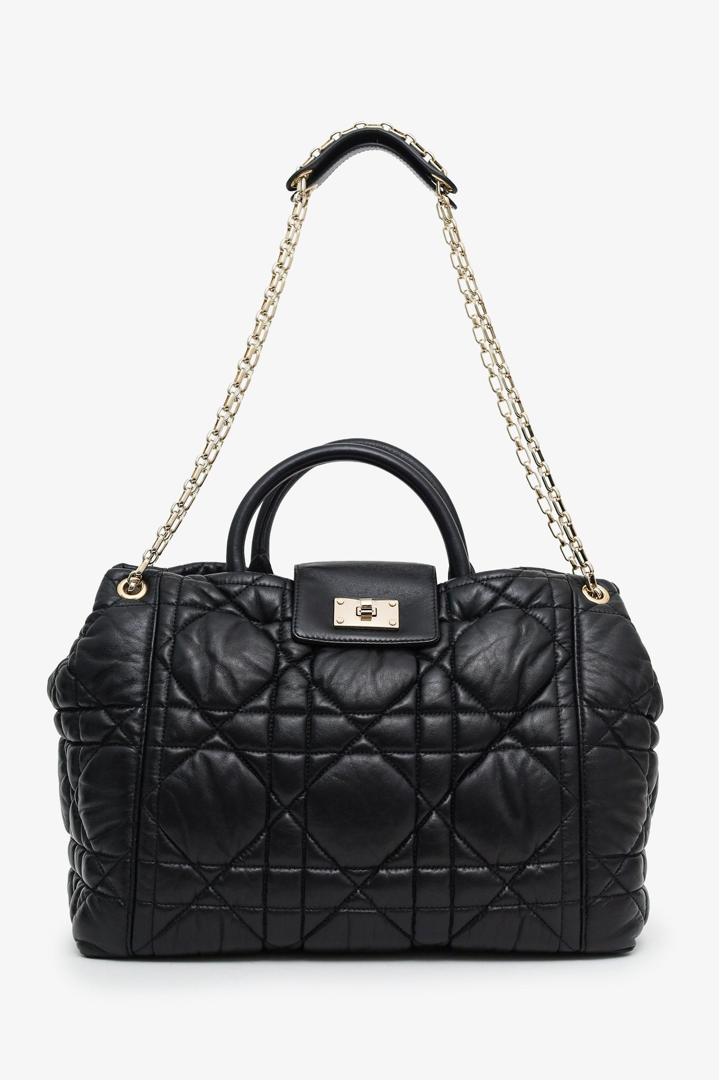 Christian Dior 2012 Black Cannage Lambskin Milly La Foret Shopping Tote