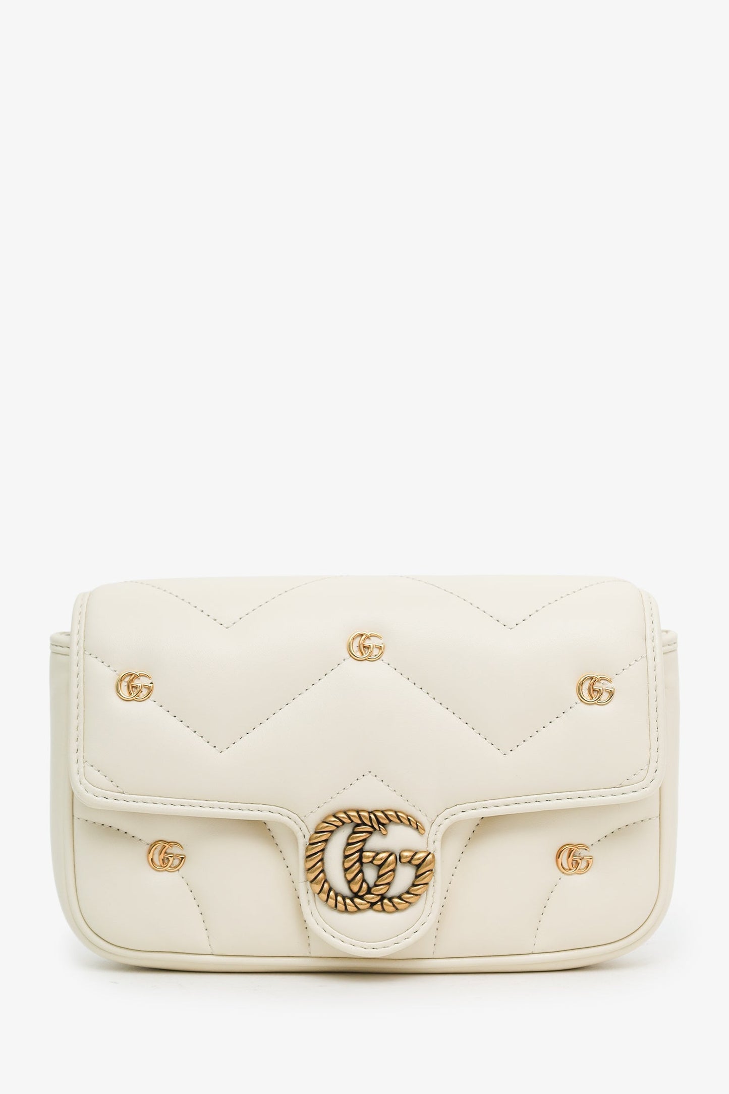 Gucci White GG Marmont Small Crossbody Bag GHW