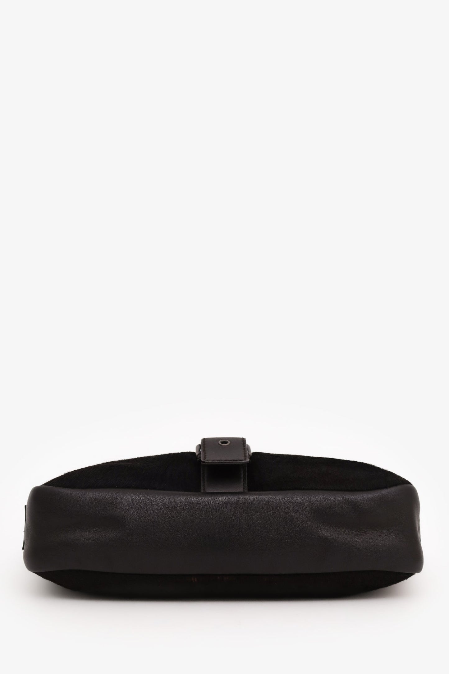 Saint Laurent Black Pony Hair Leather Buckle Shoulder Bag