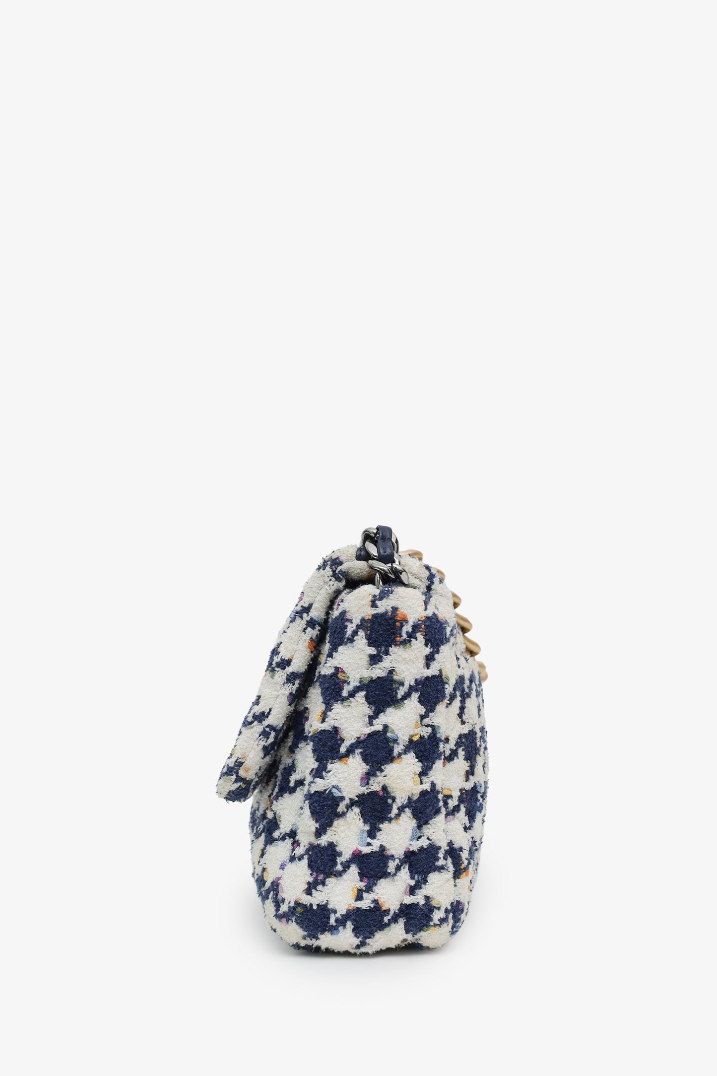 Chanel™ Blue Houndstooth Tweed Medium 19 Flap Bag