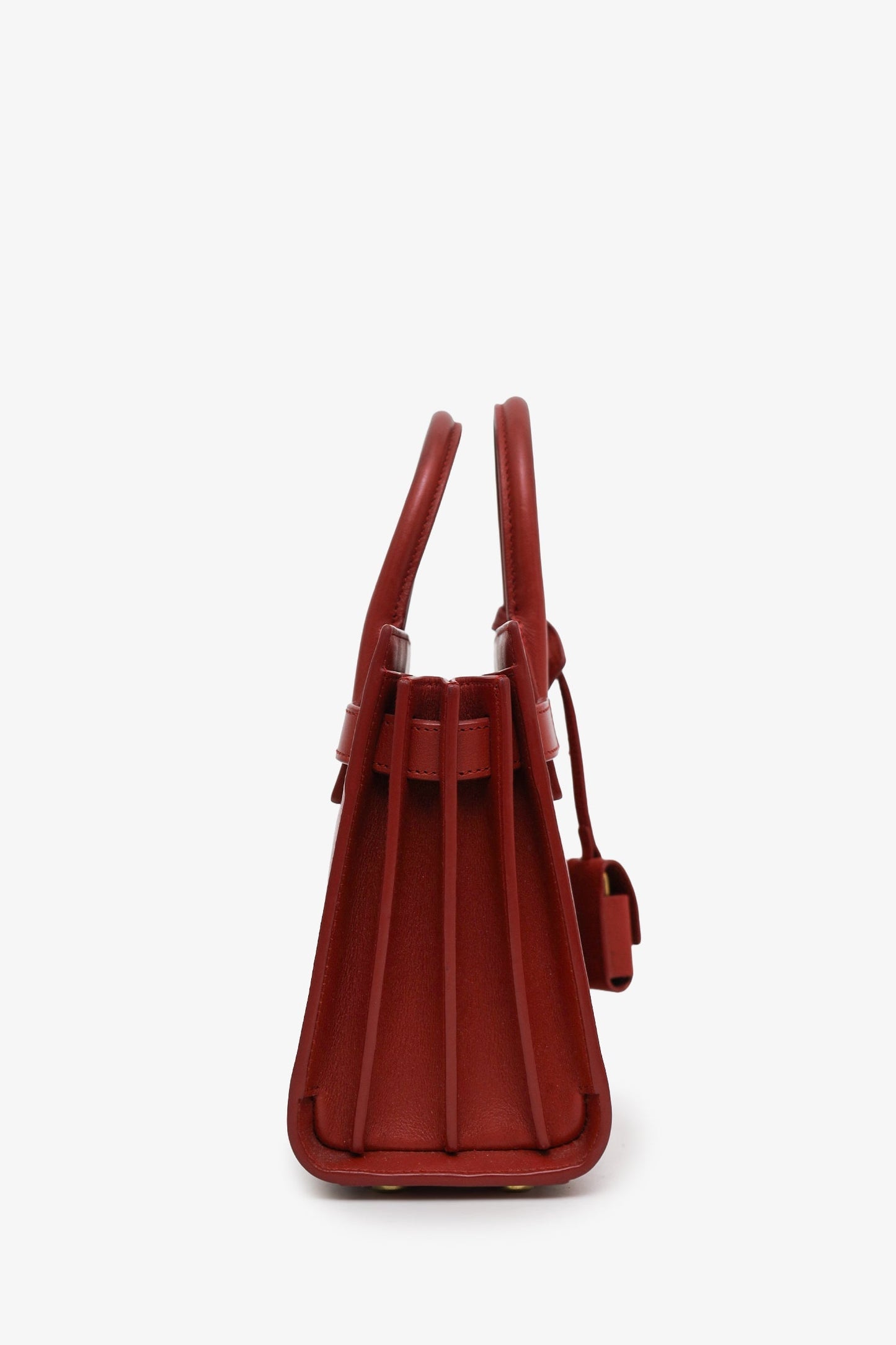 Saint Laurent Burgundy Leather Sac De Jour Nano Tote Bag With Strap