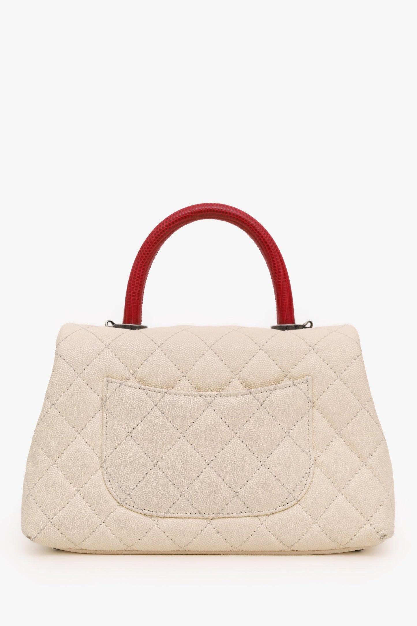 Chanel™ 2016-17 Cream Caviar Leather Quilted Mini Coco Top Handle No Strap