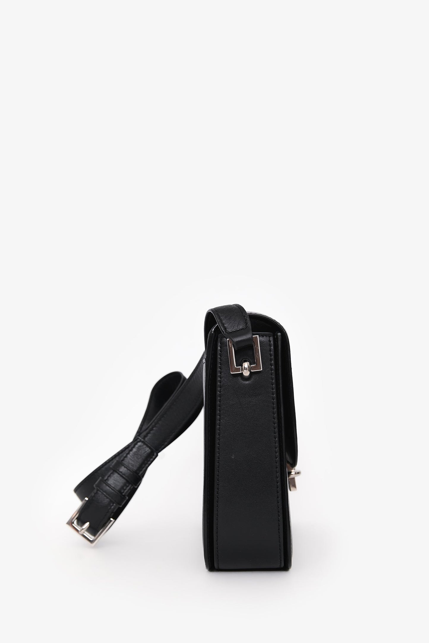 Saint Laurent 2021 Black Leather 'Fermoir' Flap Shoulder Bag