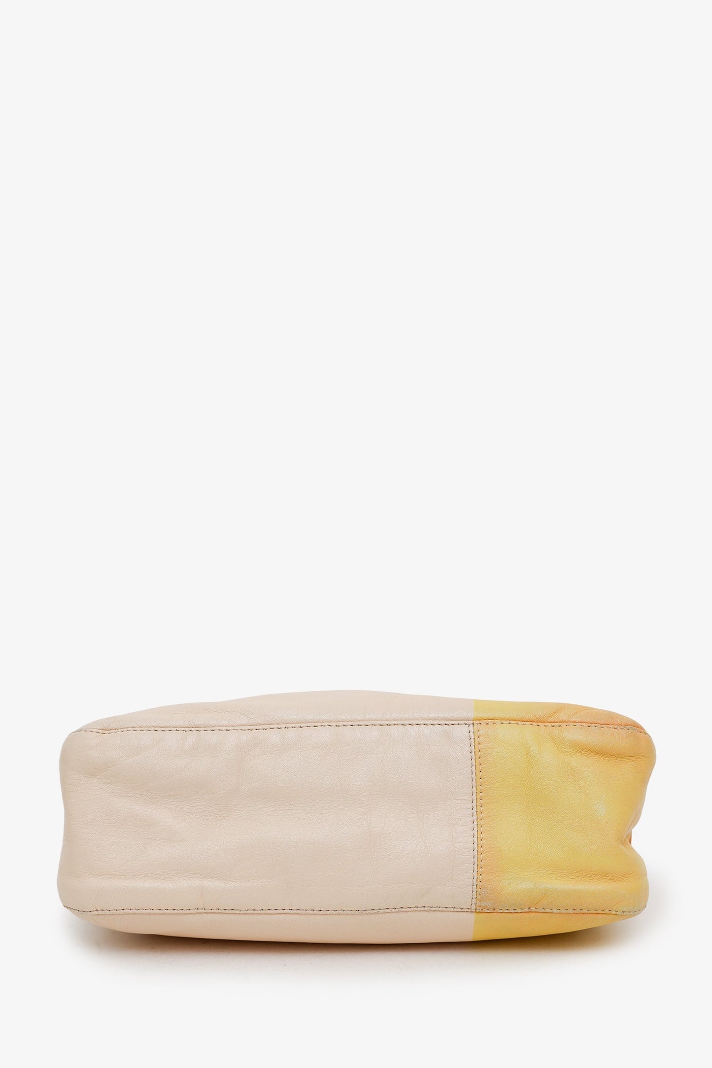 Fendi Pink/Yellow Colourblock Leather Baguette Shoulder Bag