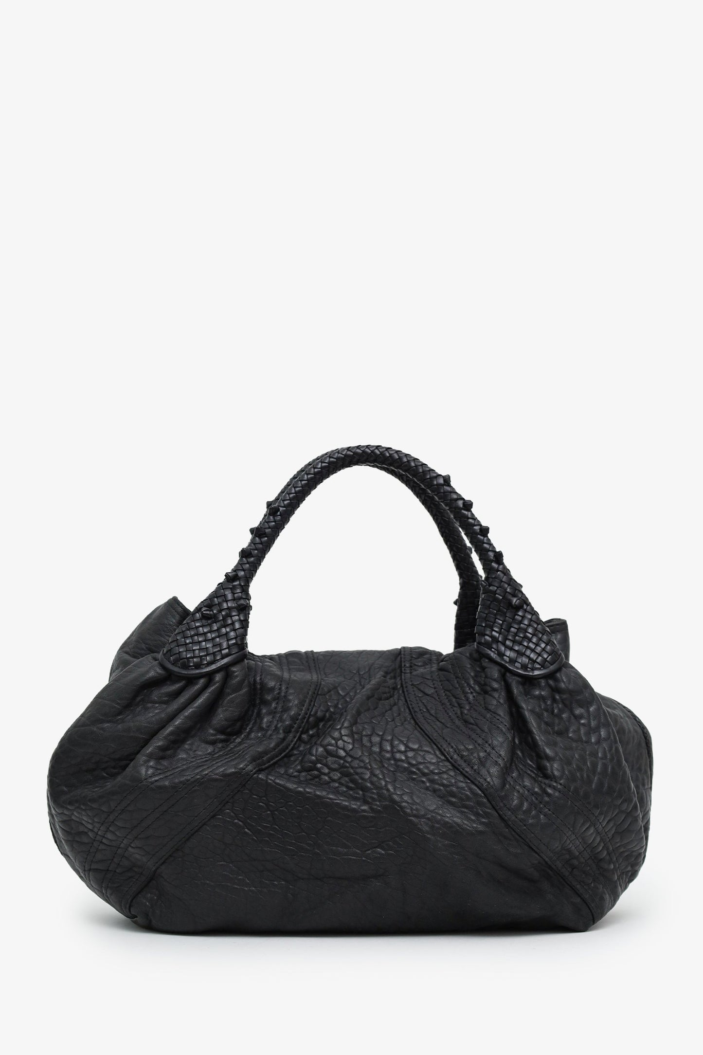 Fendi Vintage Black Leather Spy Hobo Bag