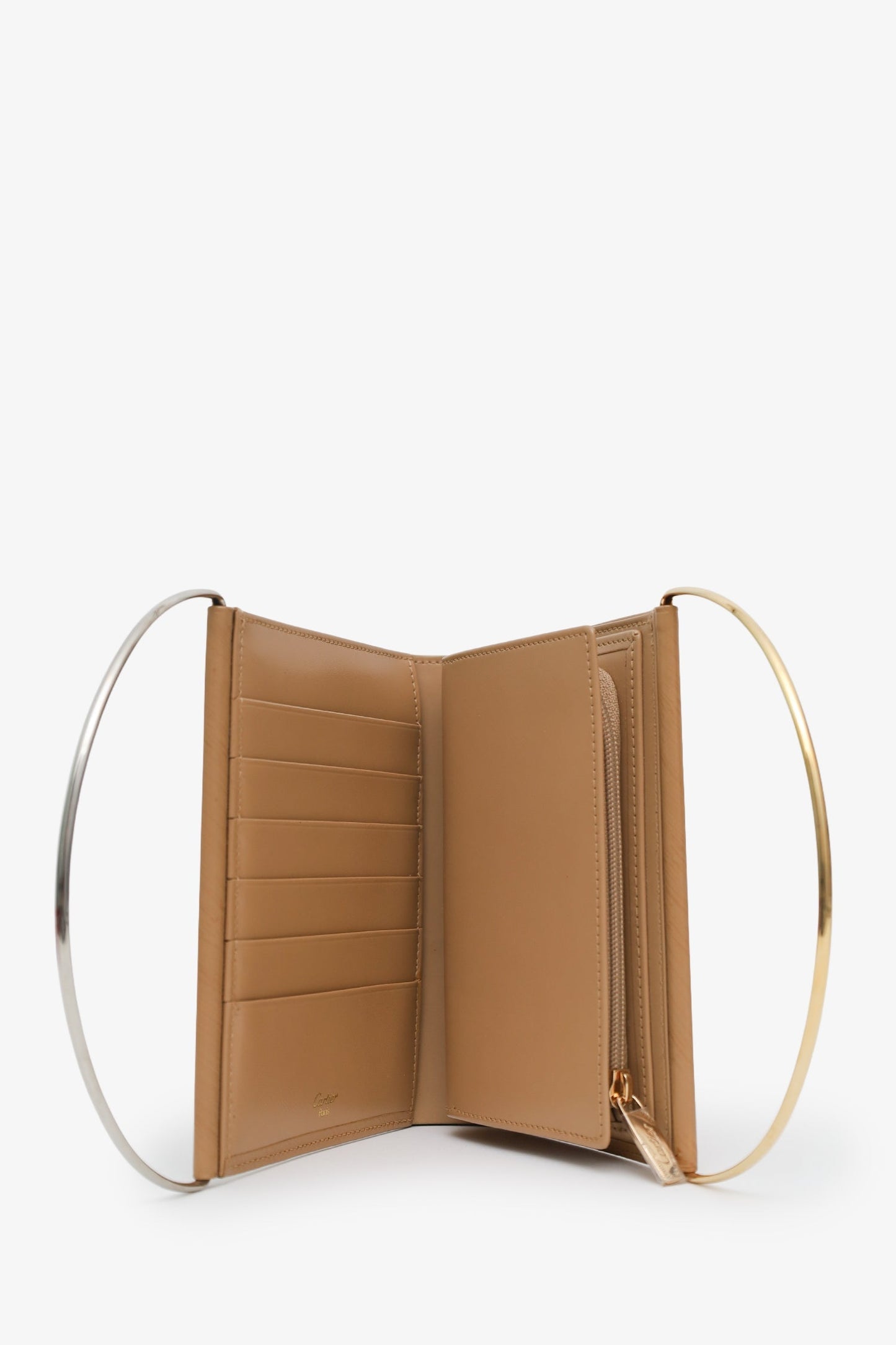 Cartier Beige Smooth Calfskin Leather Trinity Mini Wallet Clutch Bag