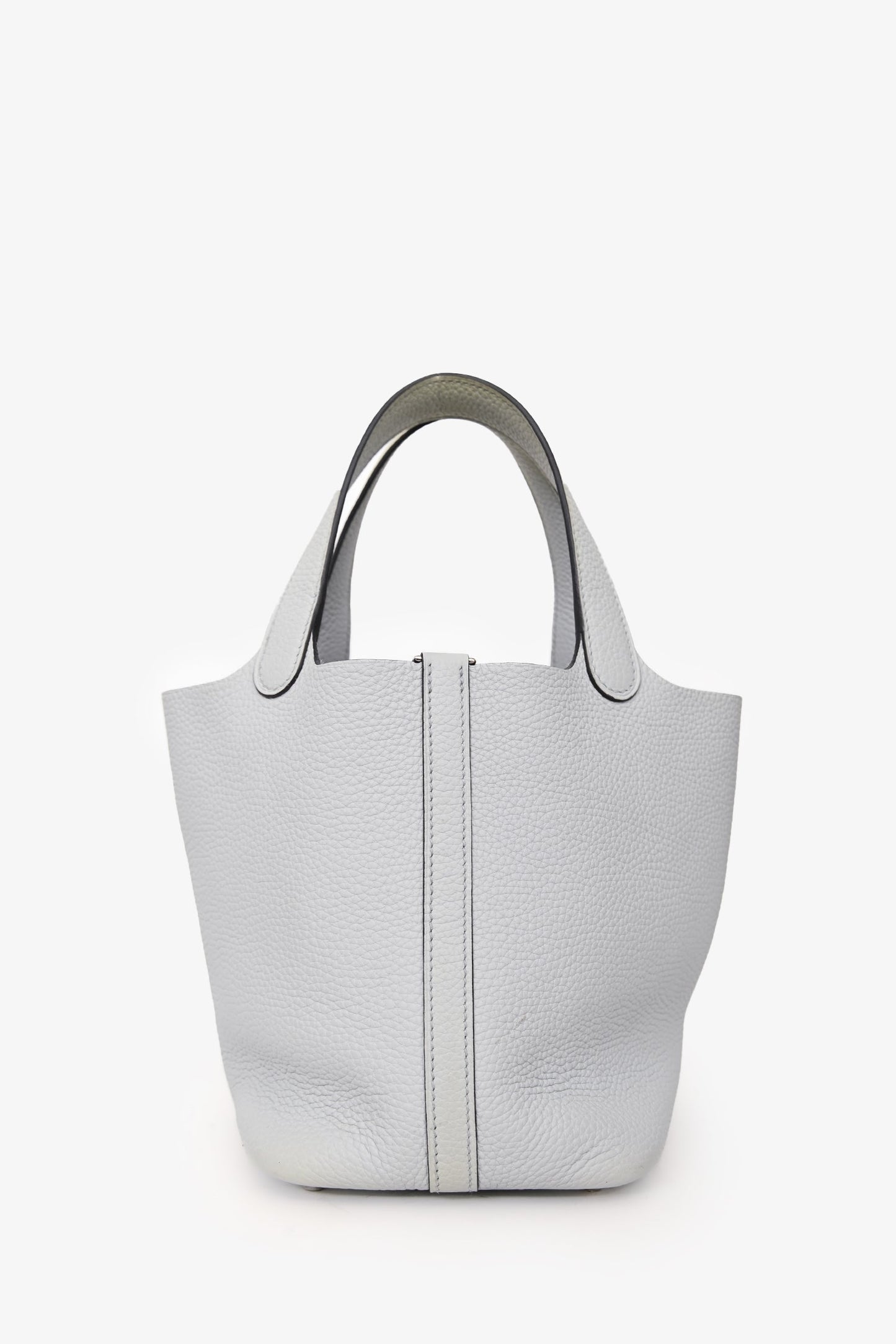 Hermès 2021 Pale Blue Clemence Leather Picotin 18 PHW
