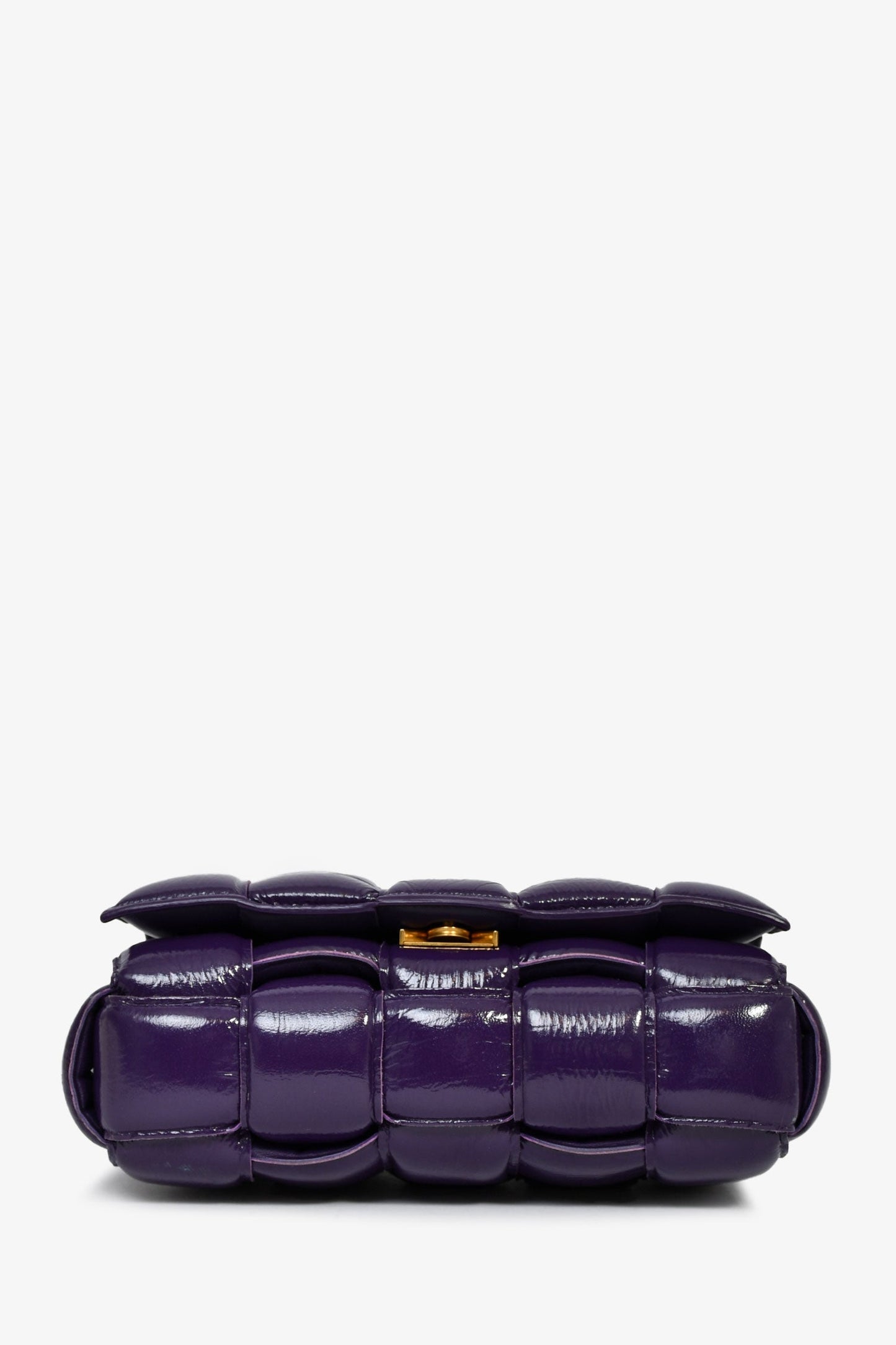 Bottega Veneta Dark Purple Shiny Leather Padded Cassette Crossbody Bag