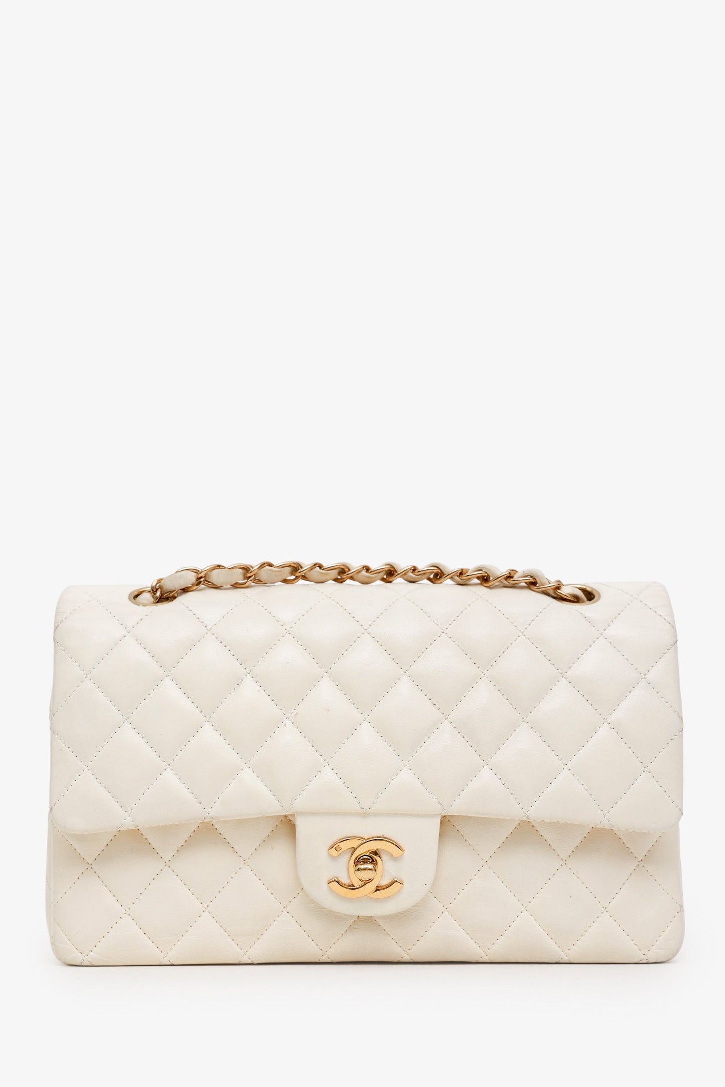 Chanel™ 2004-2005 White Lambskin Medium Classic Double Flap