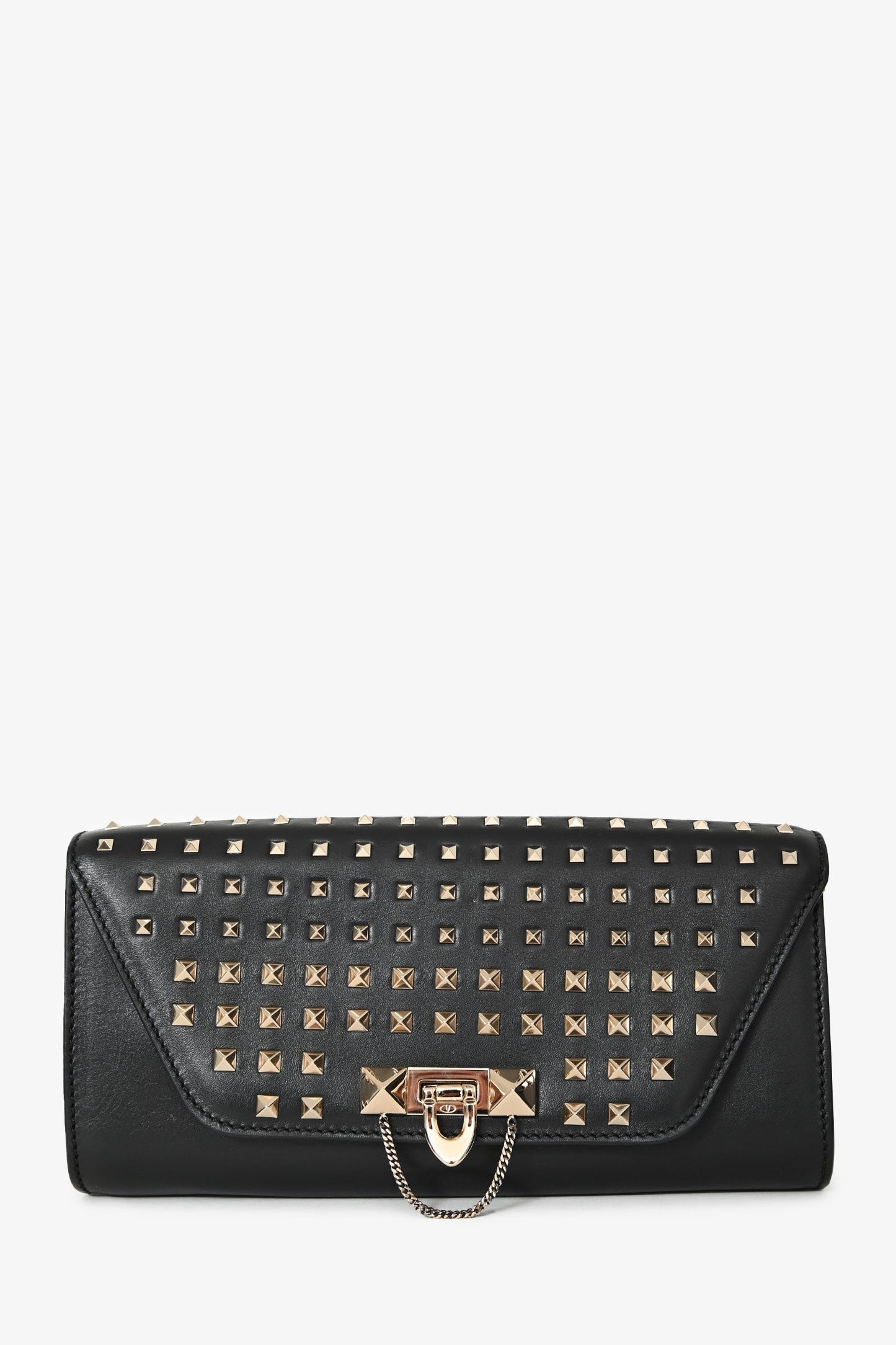 Valentino Black Leather Rockstud All Over Demilune Crossbody