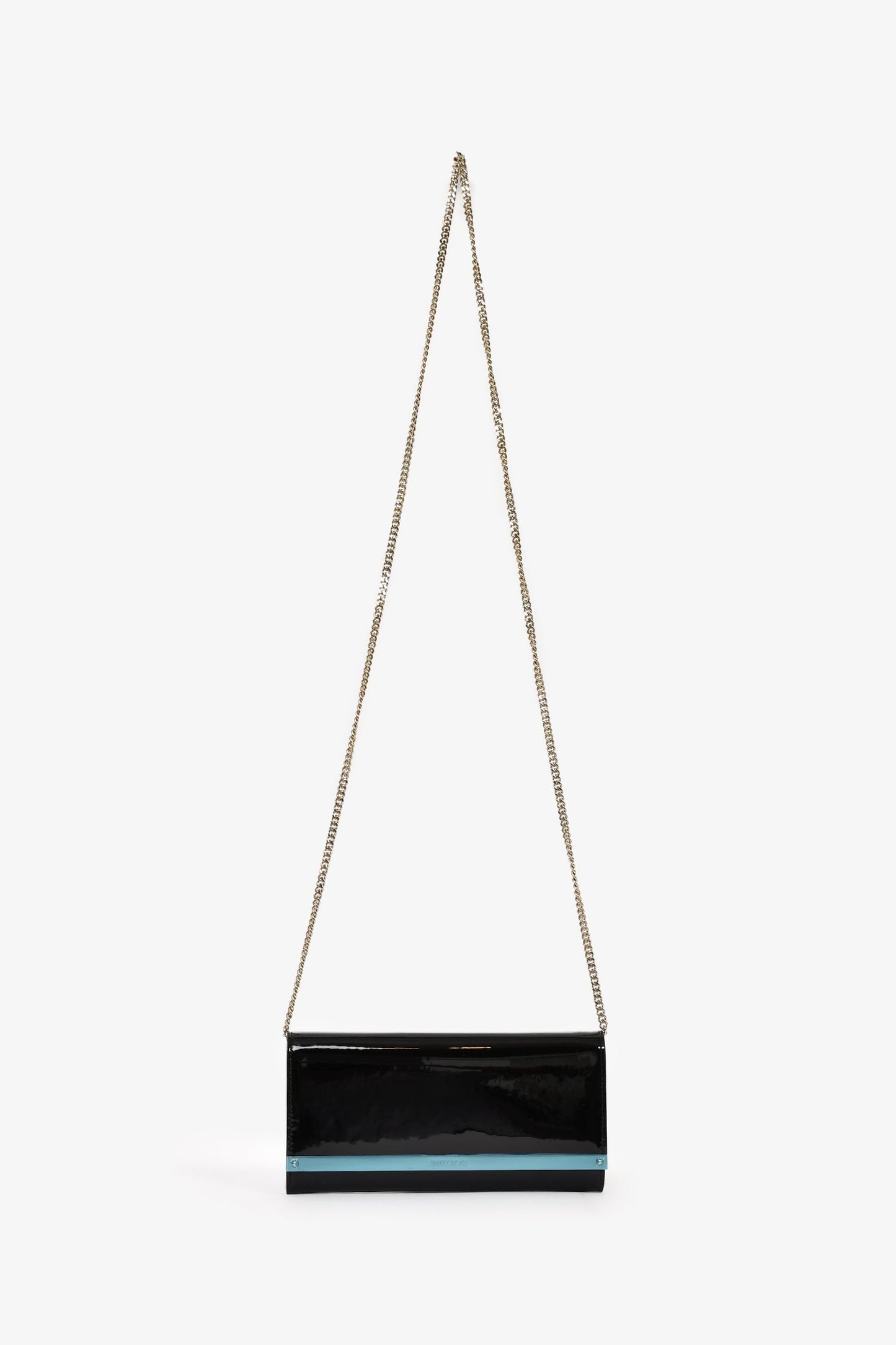 Jimmy Choo Black Patent Leather Milla Wallet on Chain
