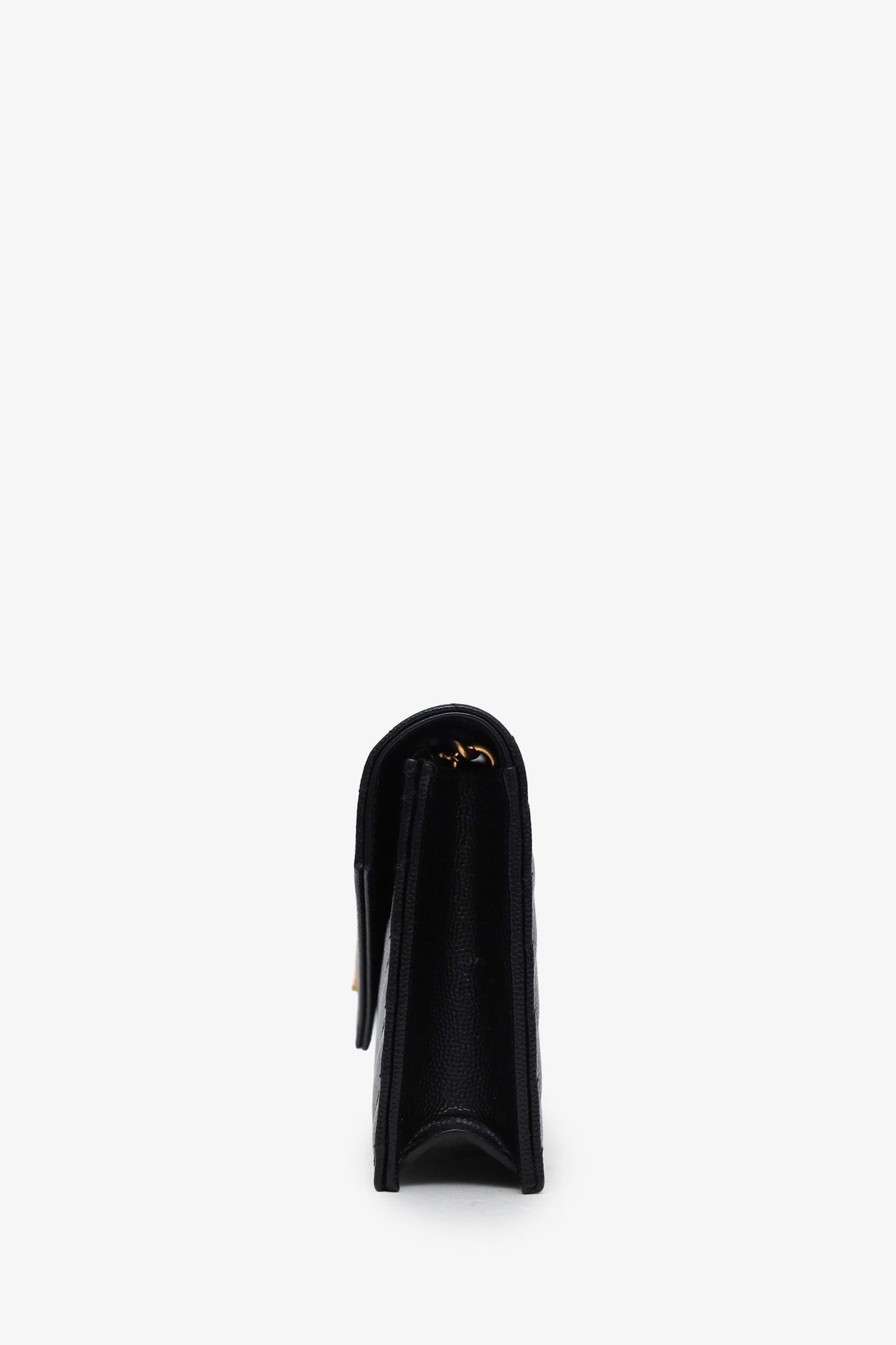 Saint Laurent Black Chevron Leather Small Envelope Wallet On Chain