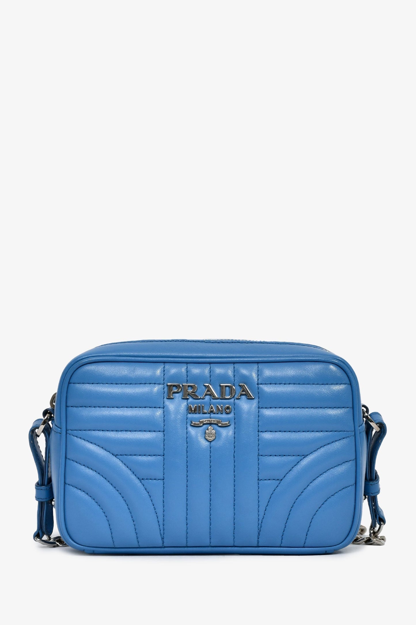 Prada Blue Calfskin Leather Diagramme Camera Bag