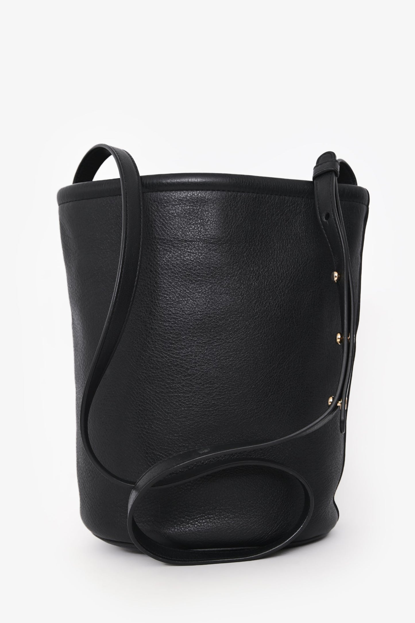 Mansur Gavriel Black Leather Logo Bucket Bag