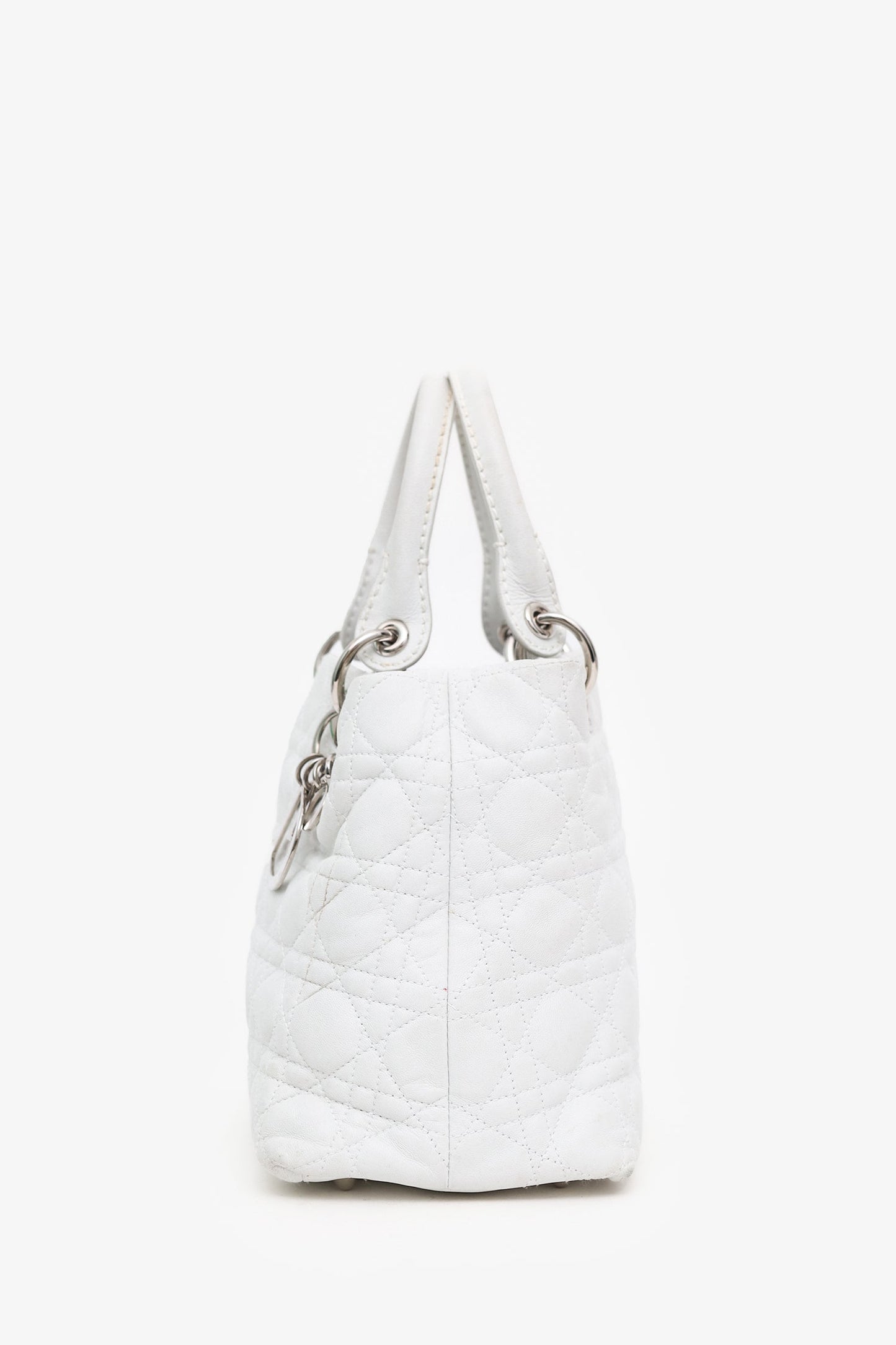 Christian Dior 2007 White Cannage Leather Soft Lady Dior Tote