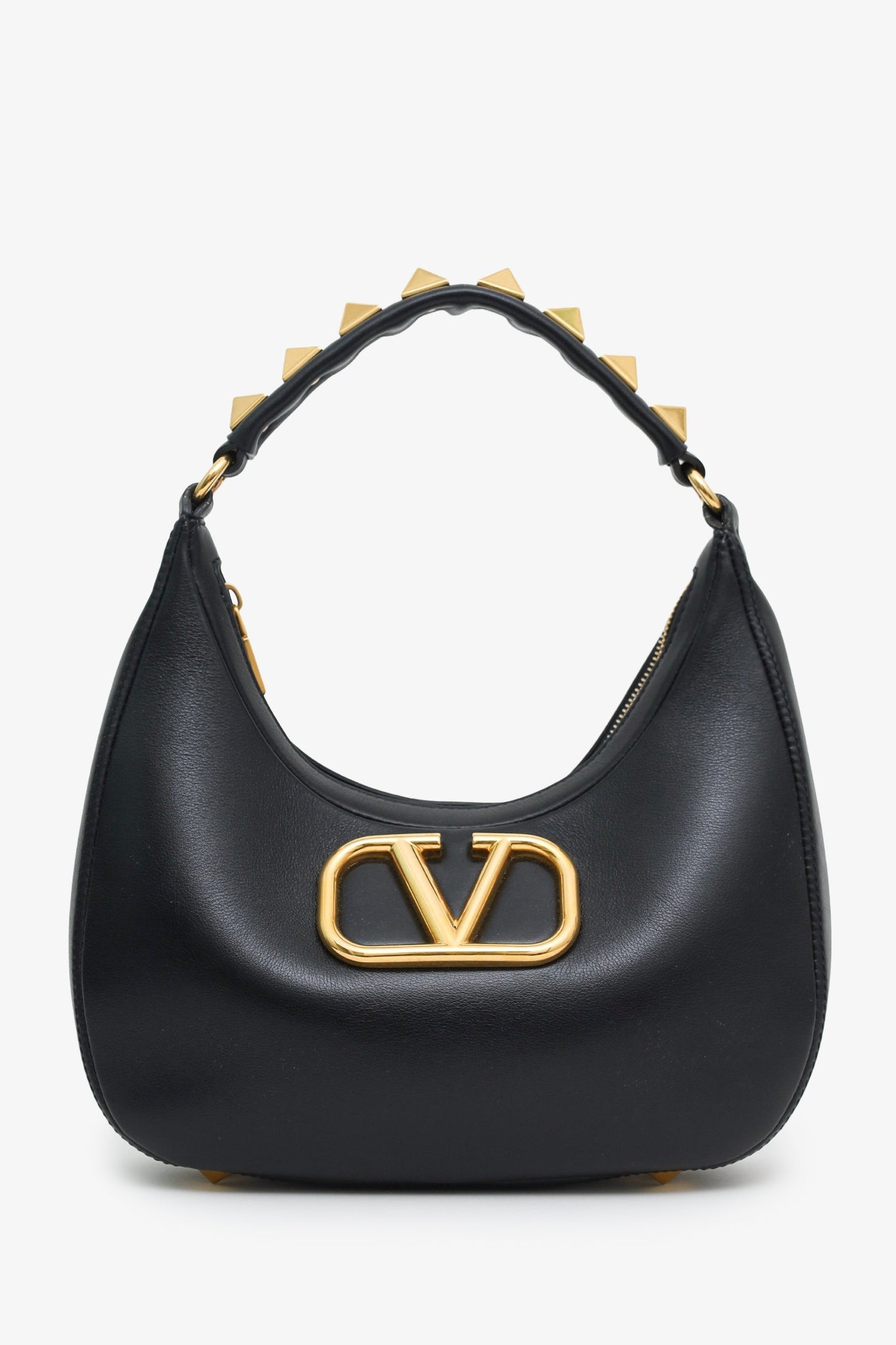 Valentino Black Leather Roman Stud Small Shoulder Bag