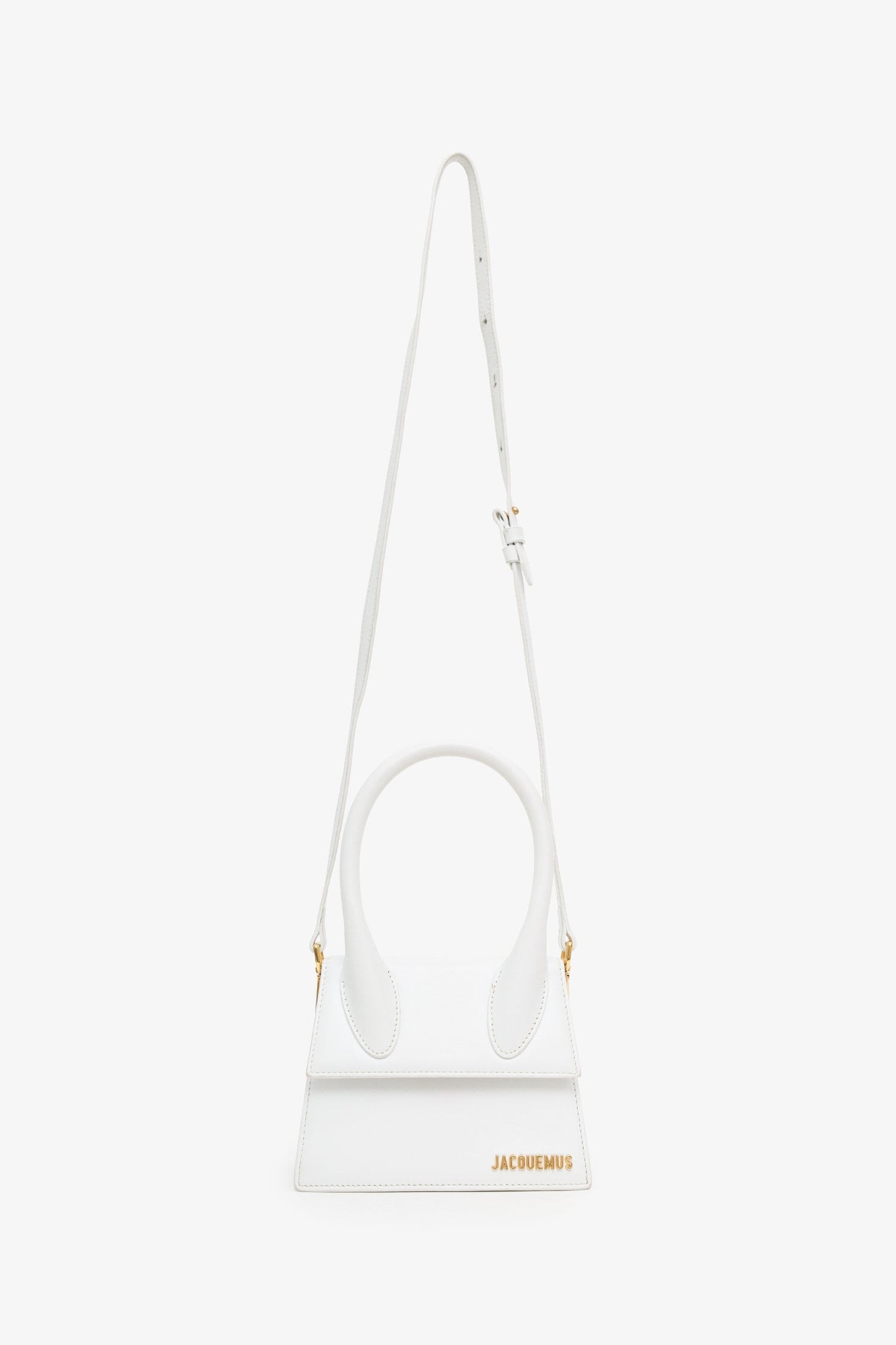 Jacquemus White Leather Medium Chiquito Top Handle With Strap