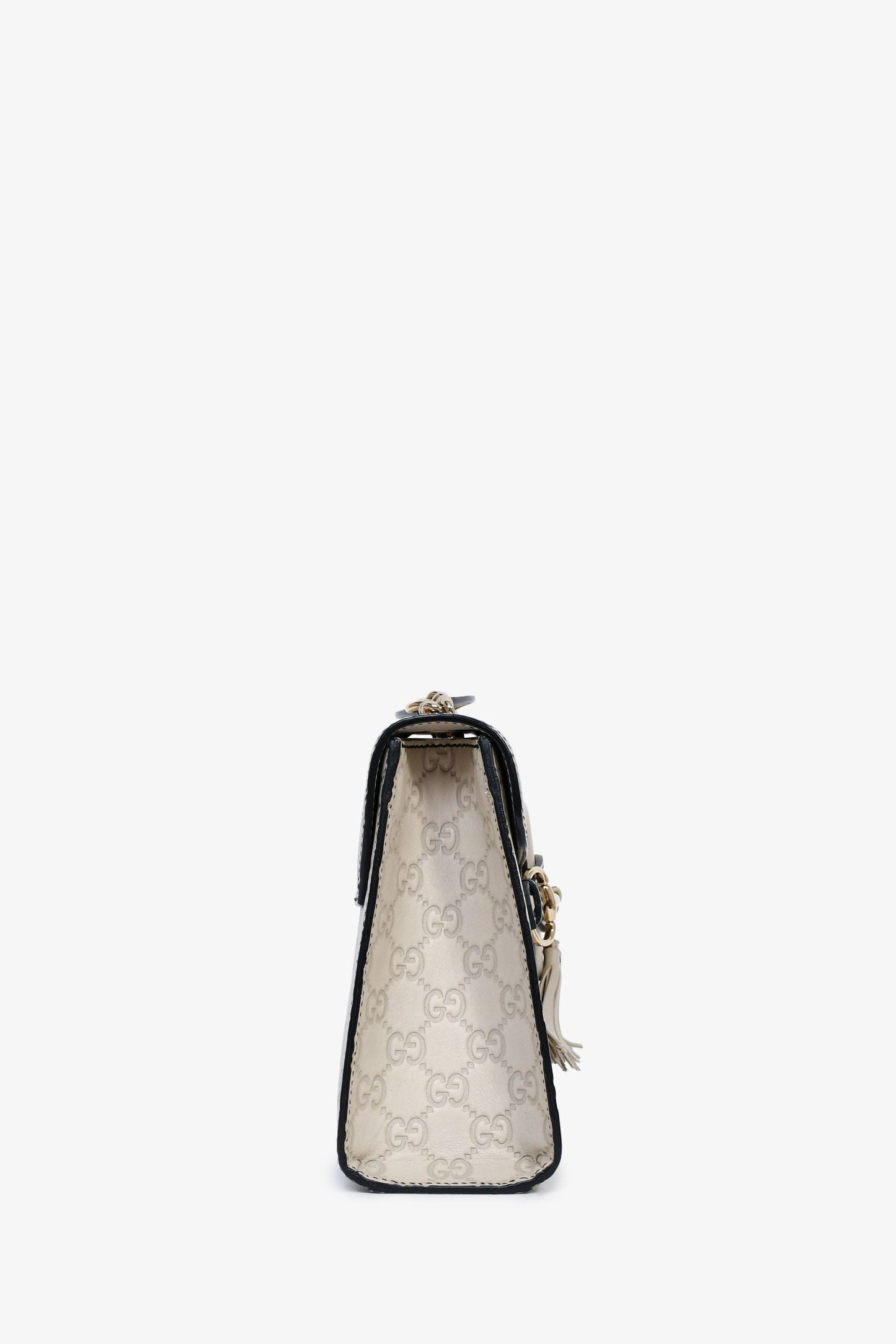 Gucci Light Grey Guccissima Leather Medium Emily Horsebit Chain Bag
