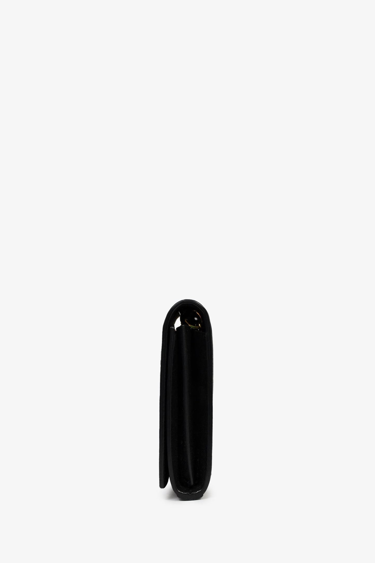 Saint Laurent Black Suede Croc Embossed Cassandre Wallet On Chain Crossbody
