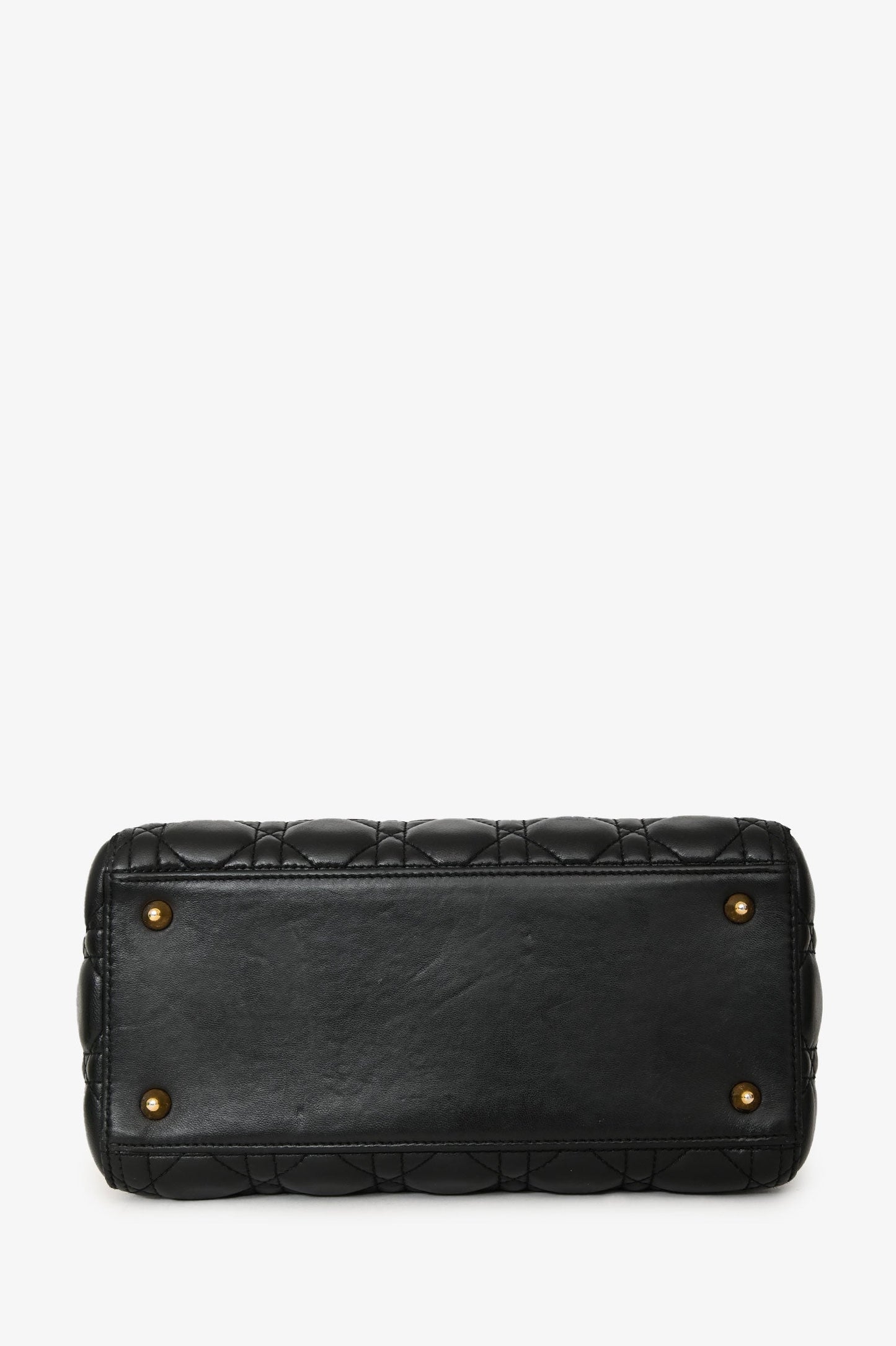 Christian Dior 2017 Black Nappa Leather Medium Lady Dior With Strap