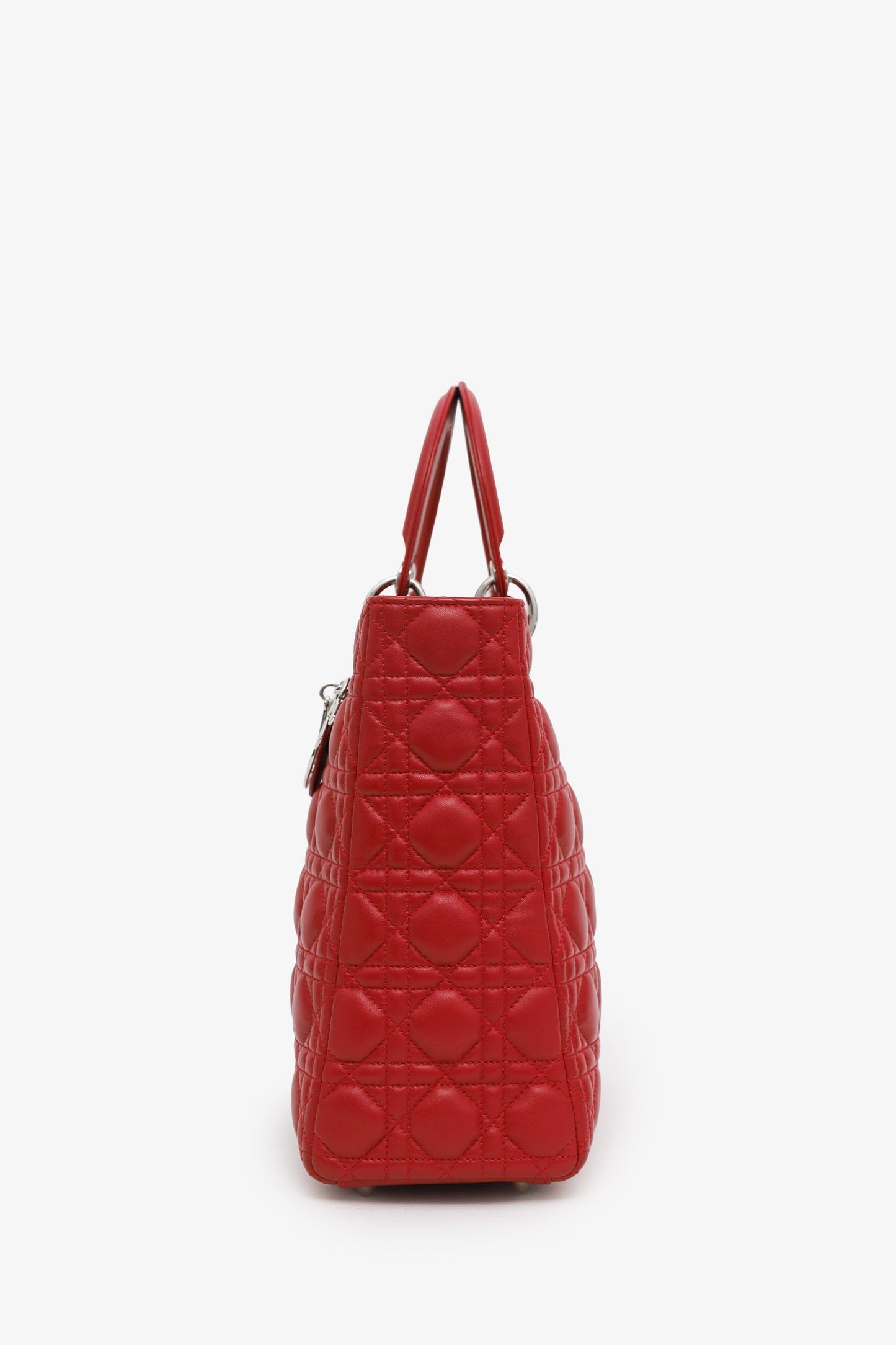 Christian Dior 2012 Red Cannage Lambskin Large Lady Dior with Strap