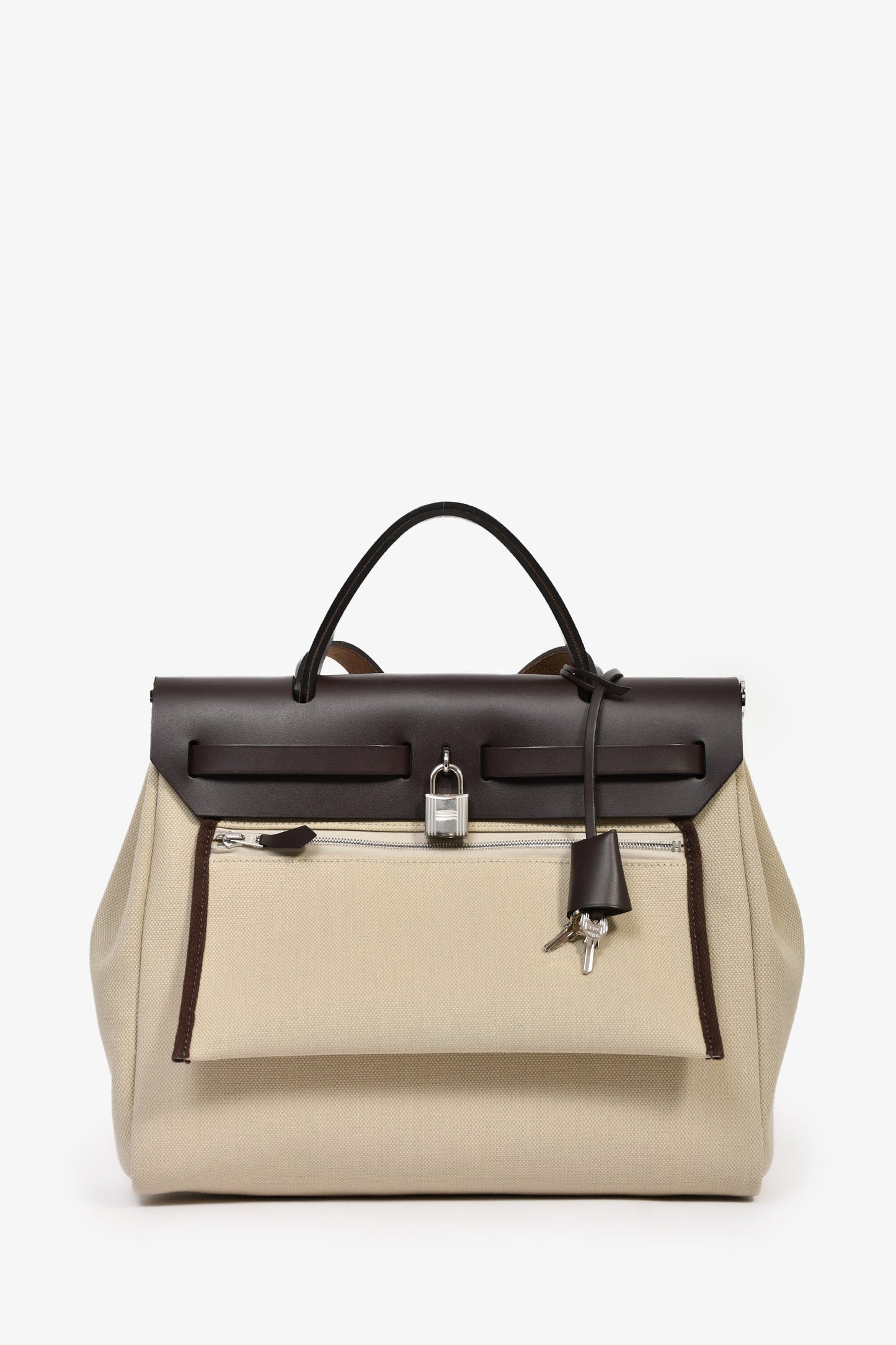 Hermès 2021 Brown/Beige Canvas Leather Herbag 31